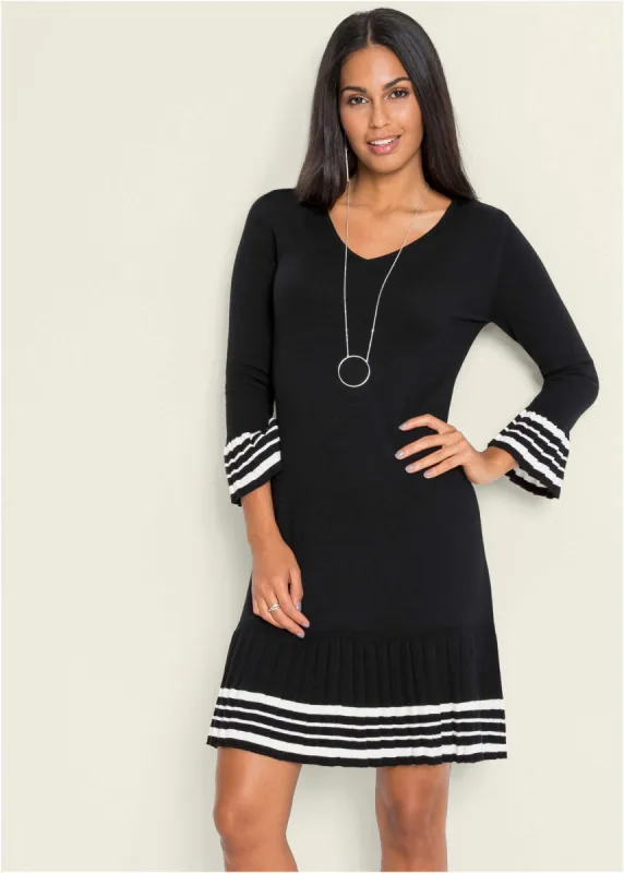Stripe Sleeve Dress - Black & White sold by VENUS