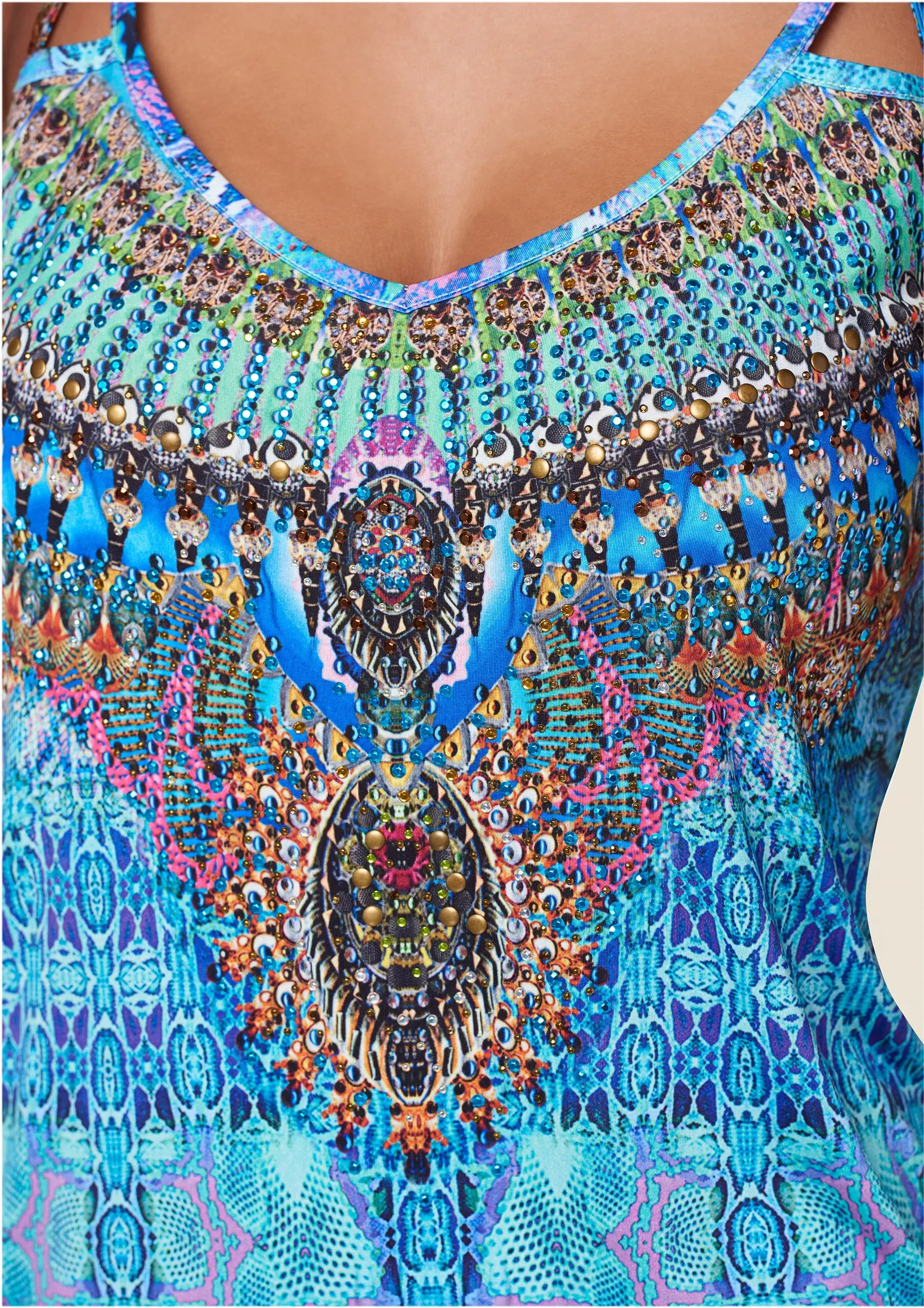 Embellished Print Tank Top - Blue Multi sold by VENUS product image thumbnail 5