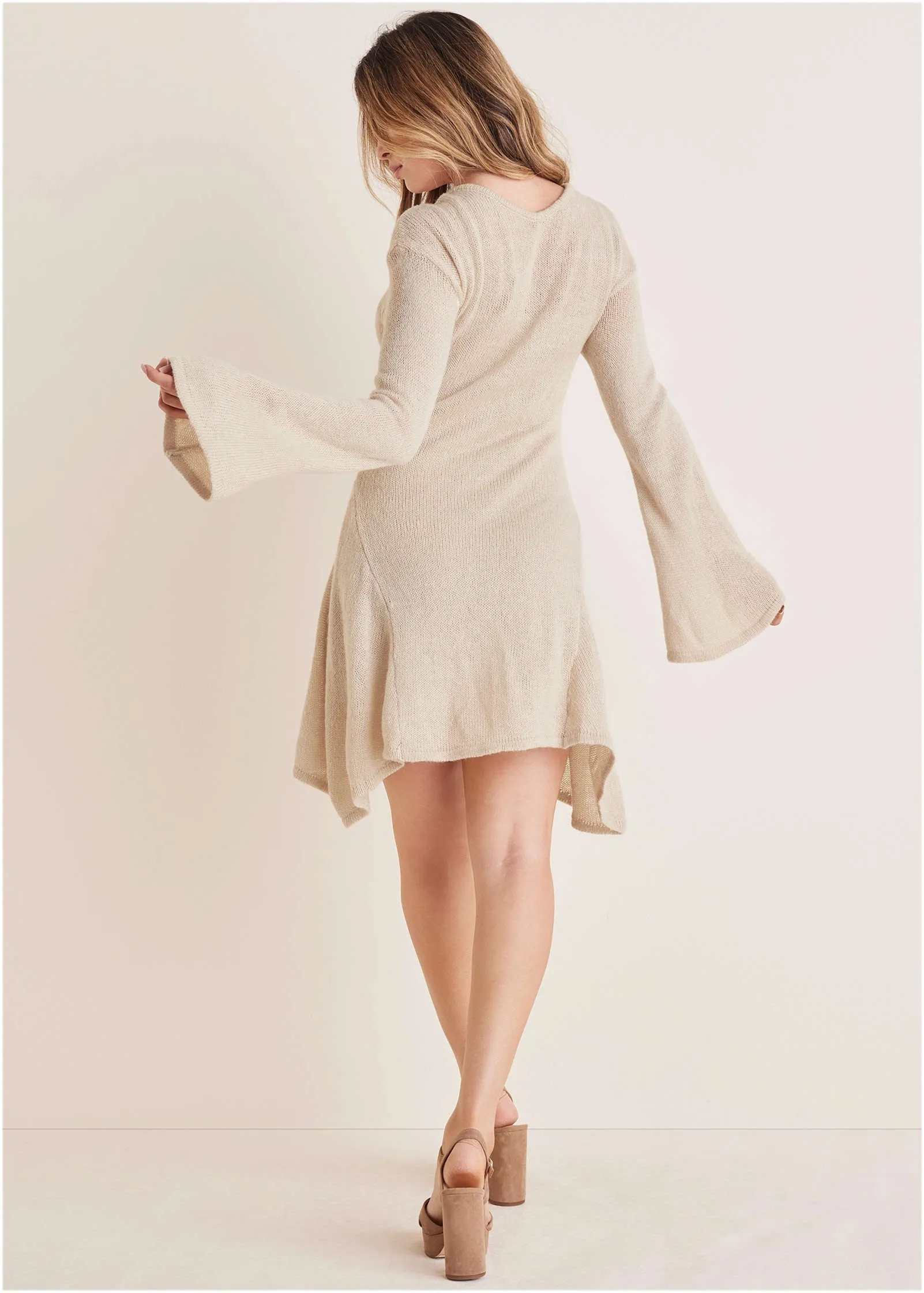 Bell Sleeve Sweater Mini Dress - Oatmeal sold by VENUS product image thumbnail 2