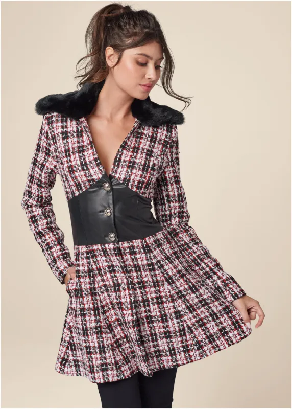 Plaid Corset Coat - Black Multi sold by VENUS