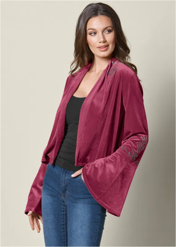 Embellished Velvet Jacket - Berry sold by VENUS