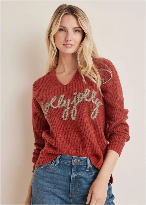 Holiday Graphic Sweater - Red sold by VENUS