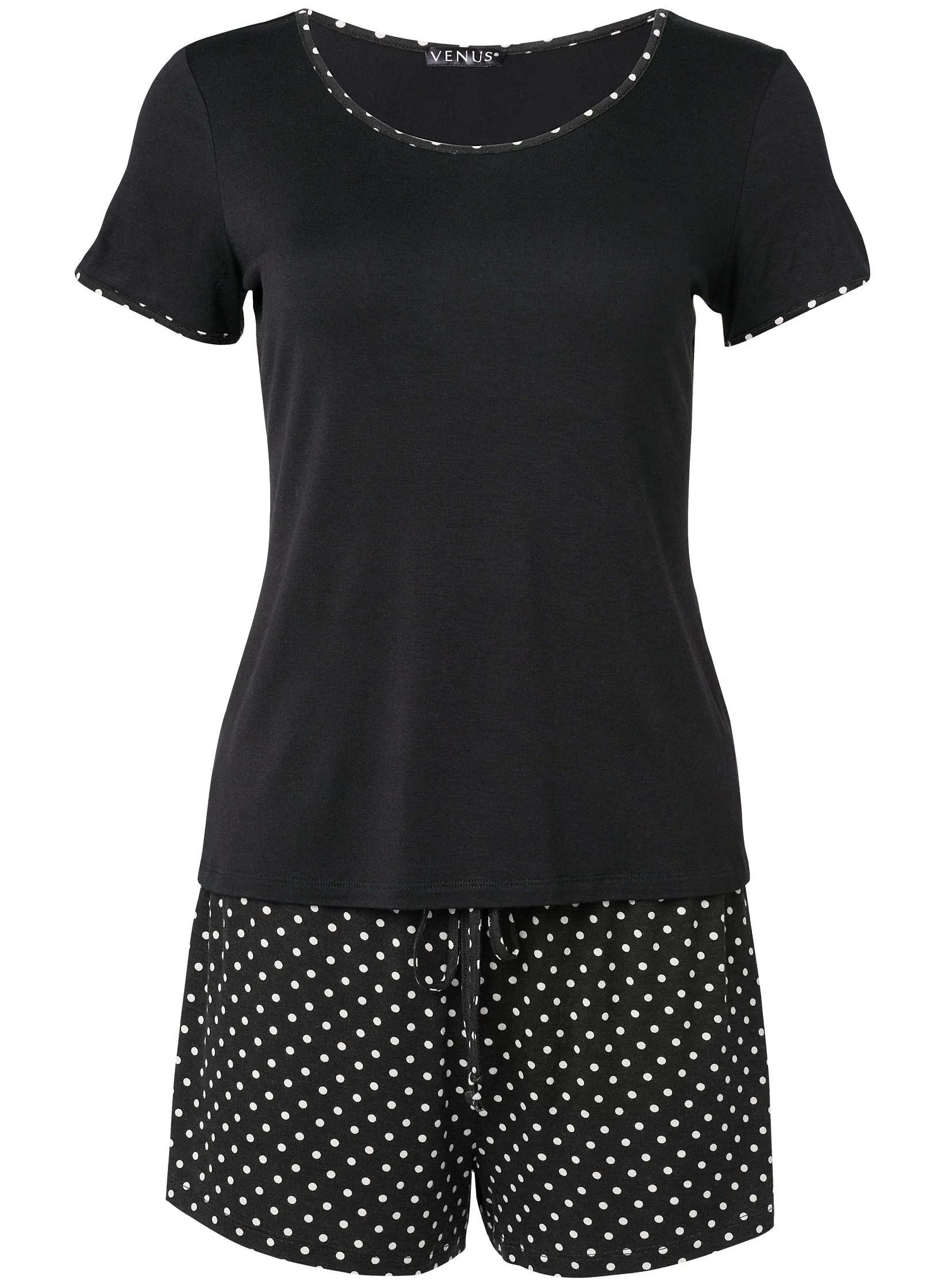Tee And Shorts Pajama Set - Black & White sold by VENUS product image thumbnail 5