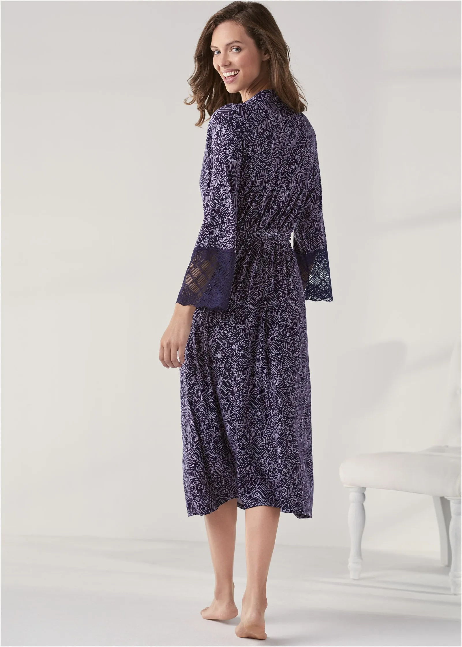 Long Sleep Robe - Navy Multi sold by VENUS product image thumbnail 2