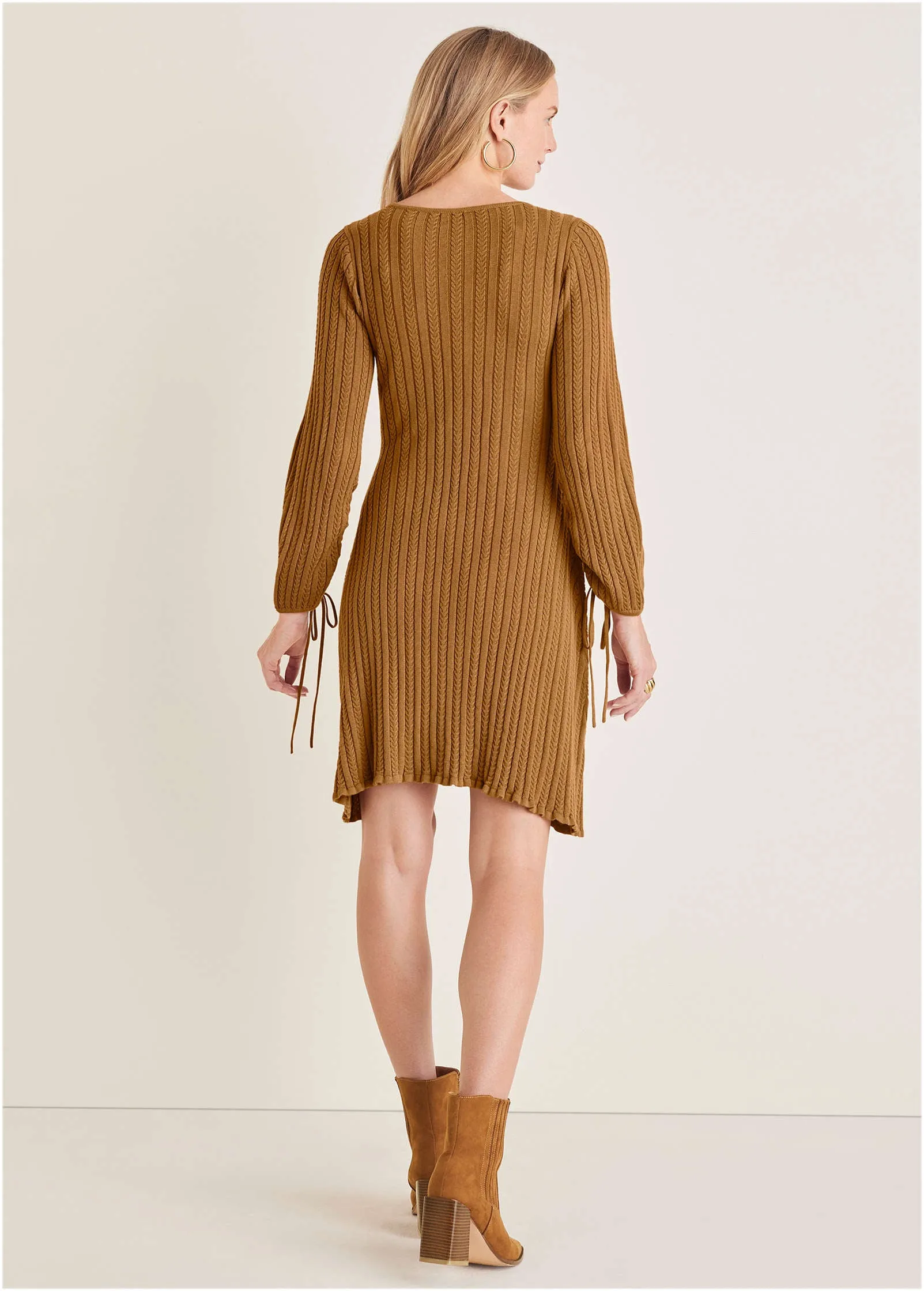 Tie Detail Mini Sweater Dress - Hazelnut sold by VENUS product image thumbnail 2