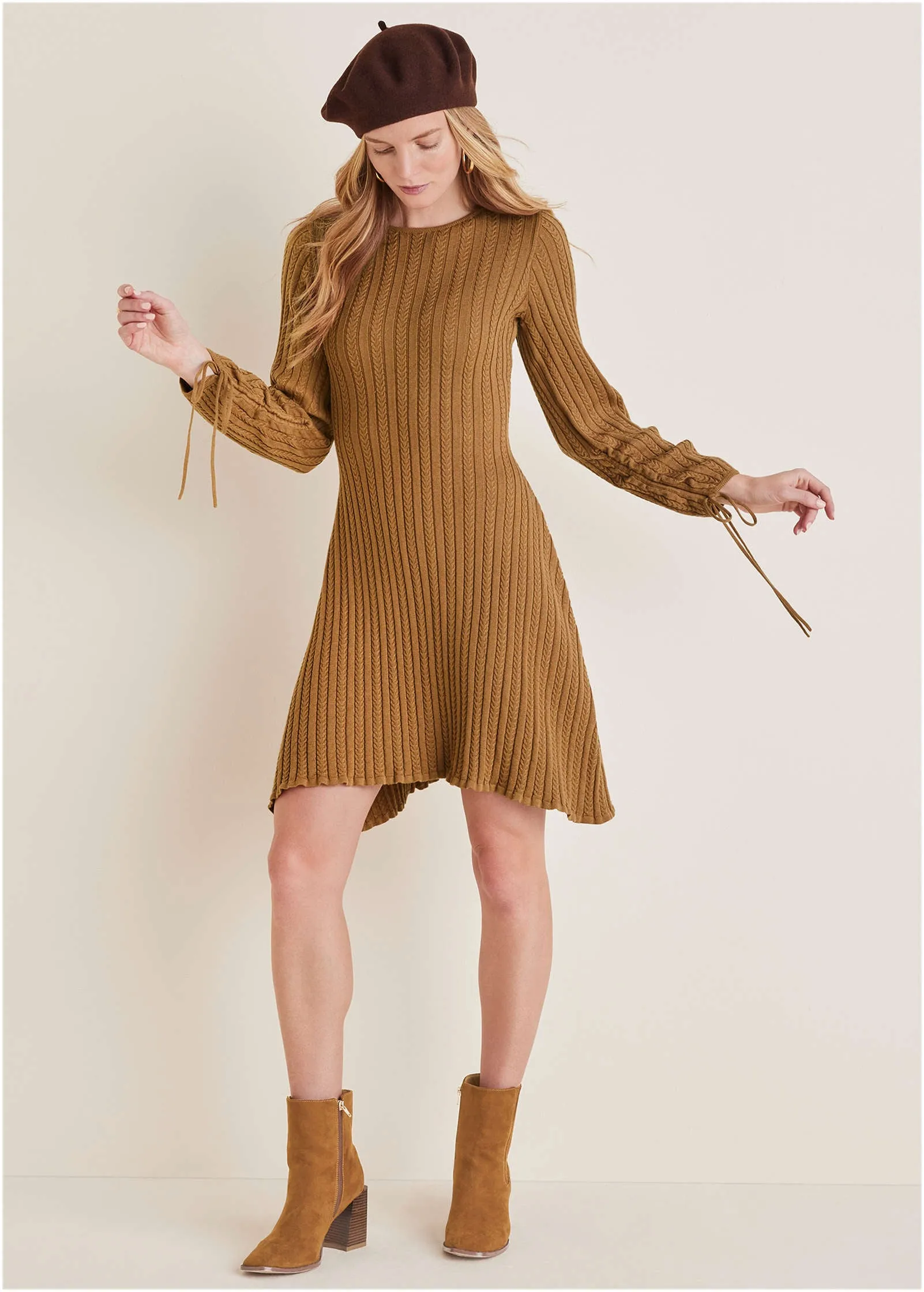 Tie Detail Mini Sweater Dress - Hazelnut sold by VENUS product image thumbnail 4