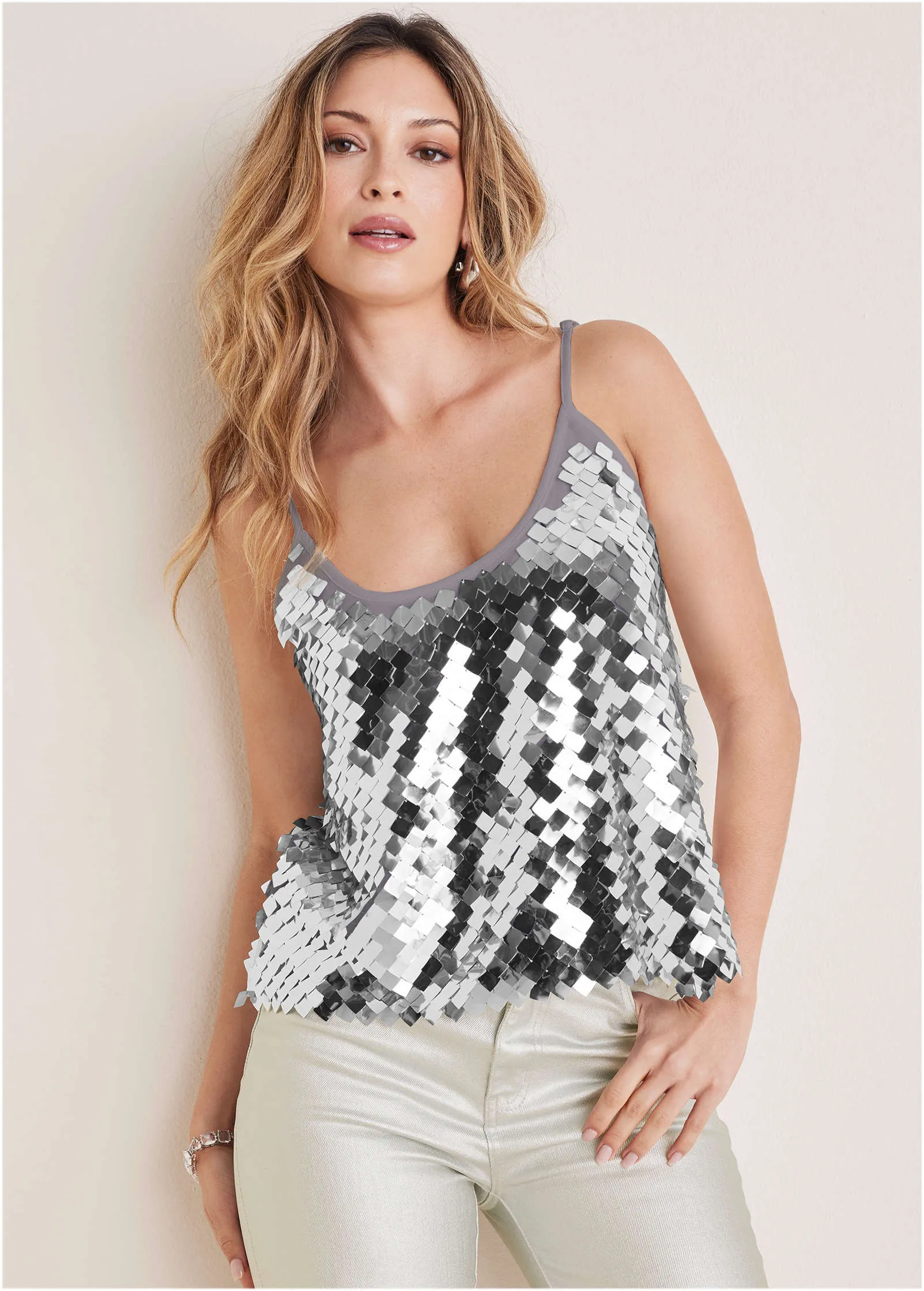 Mirror Sequin Tank - Mirrored Mesh Sequins sold by VENUS