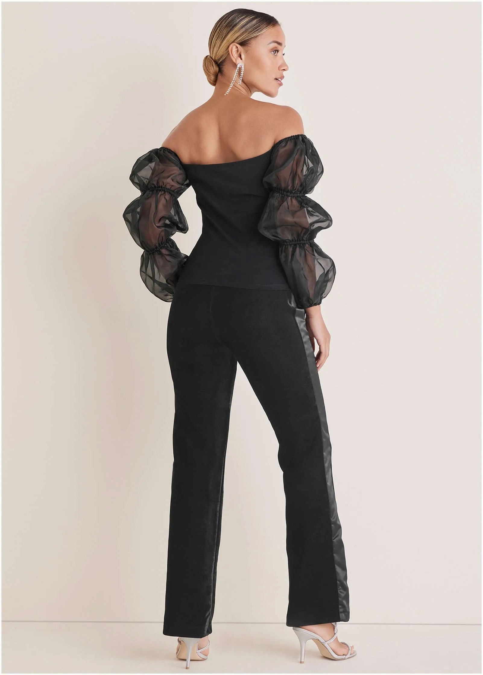 Rosette Puff-Sleeve Top - Black sold by VENUS product image thumbnail 2