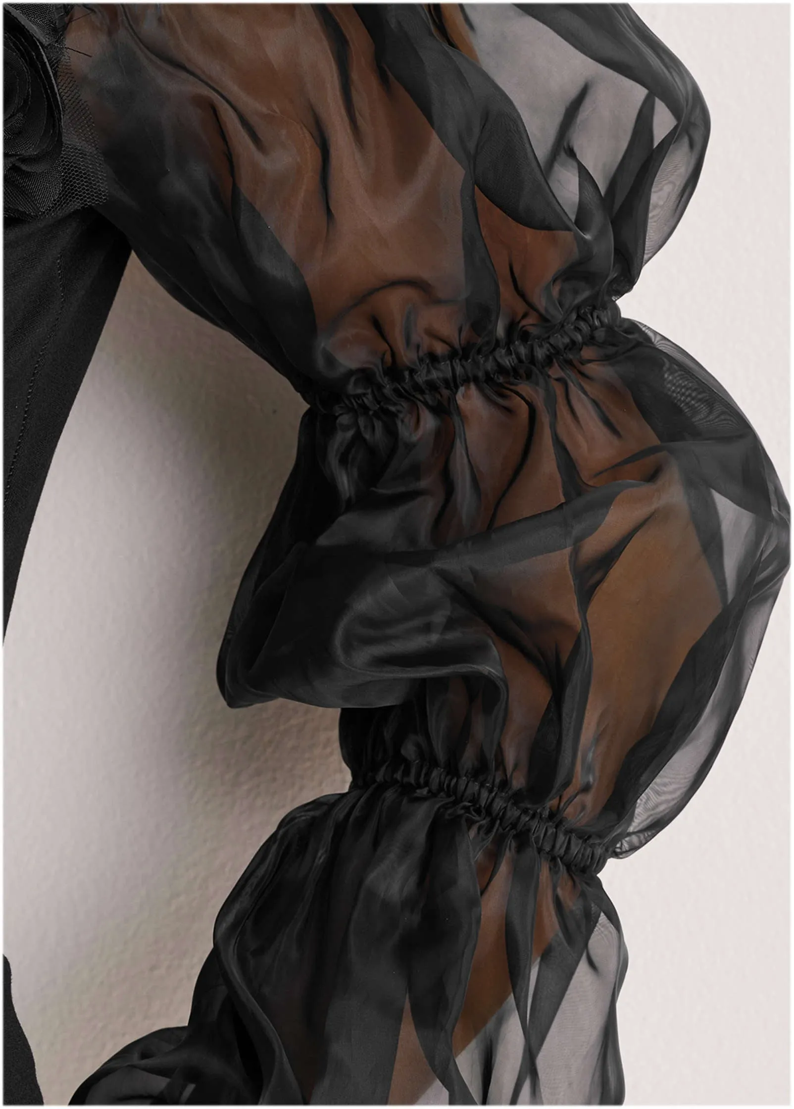 Rosette Puff-Sleeve Top - Black sold by VENUS product image thumbnail 3