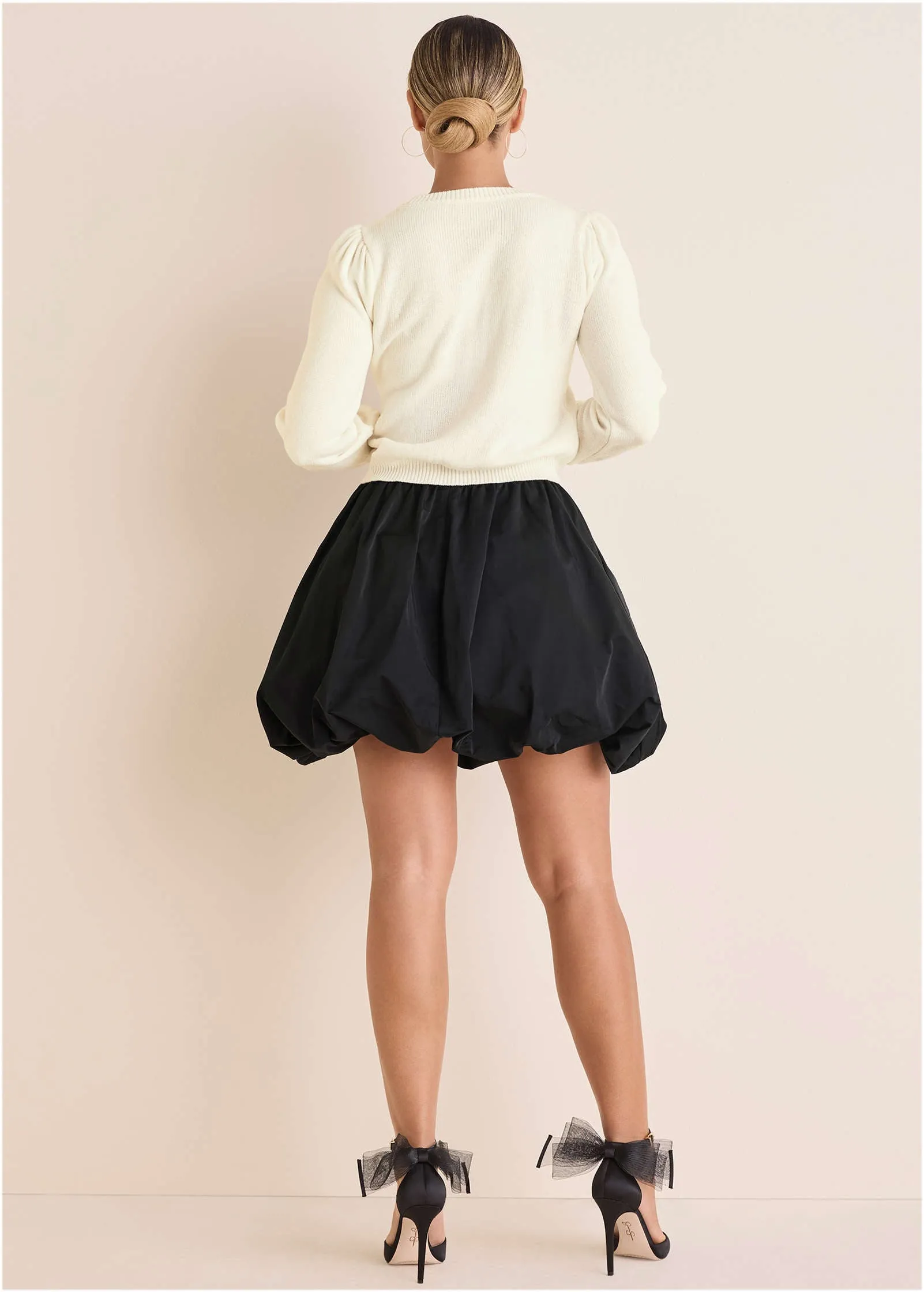 Sequin Puff-Sleeve Sweater - Off White sold by VENUS product image thumbnail 2