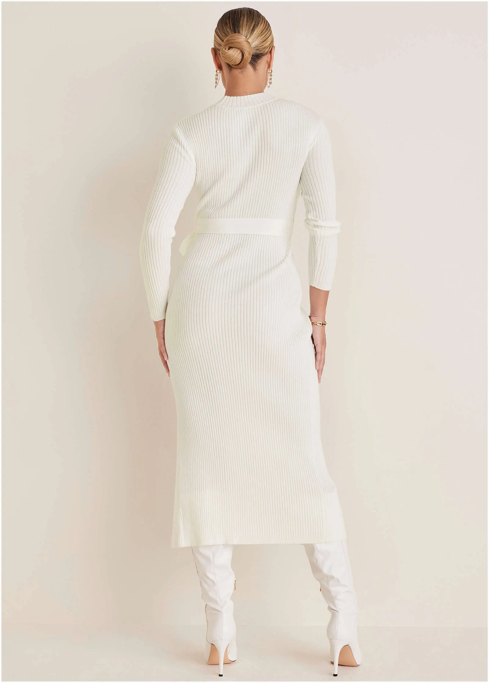 Belted Maxi Sweater Dress - Off White sold by VENUS product image thumbnail 2