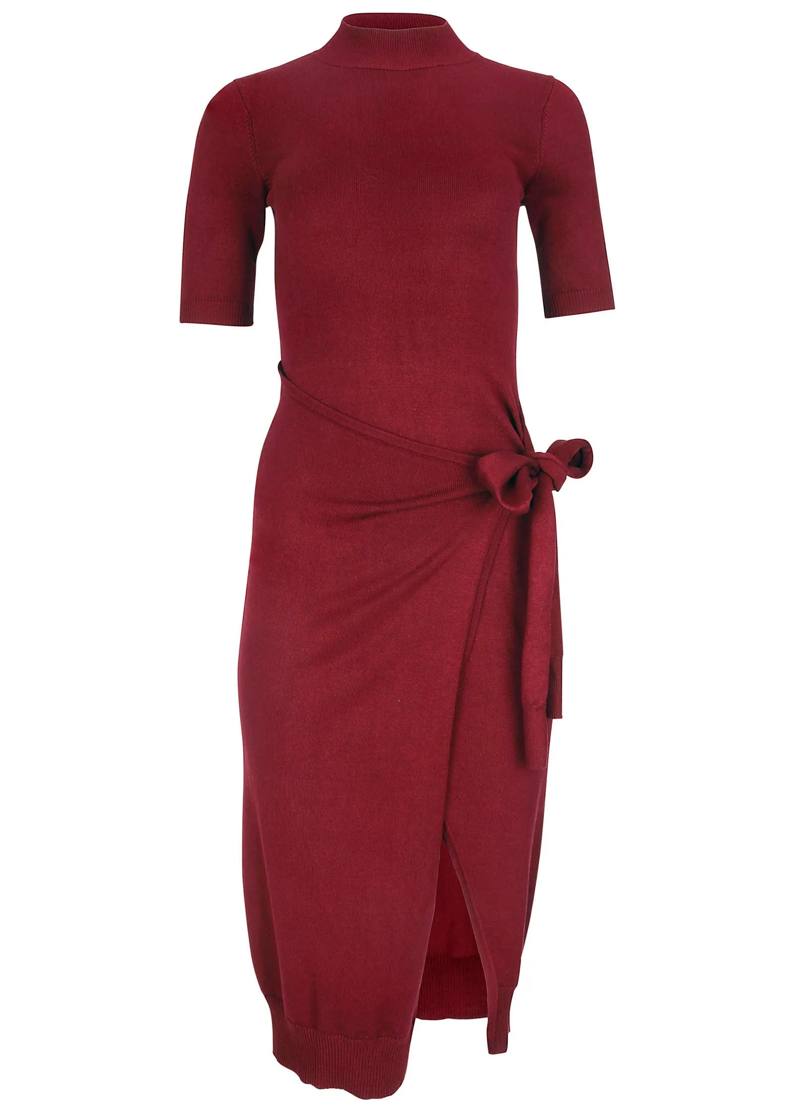 Tie Side Sweater Dress - Wine sold by VENUS product image thumbnail 3