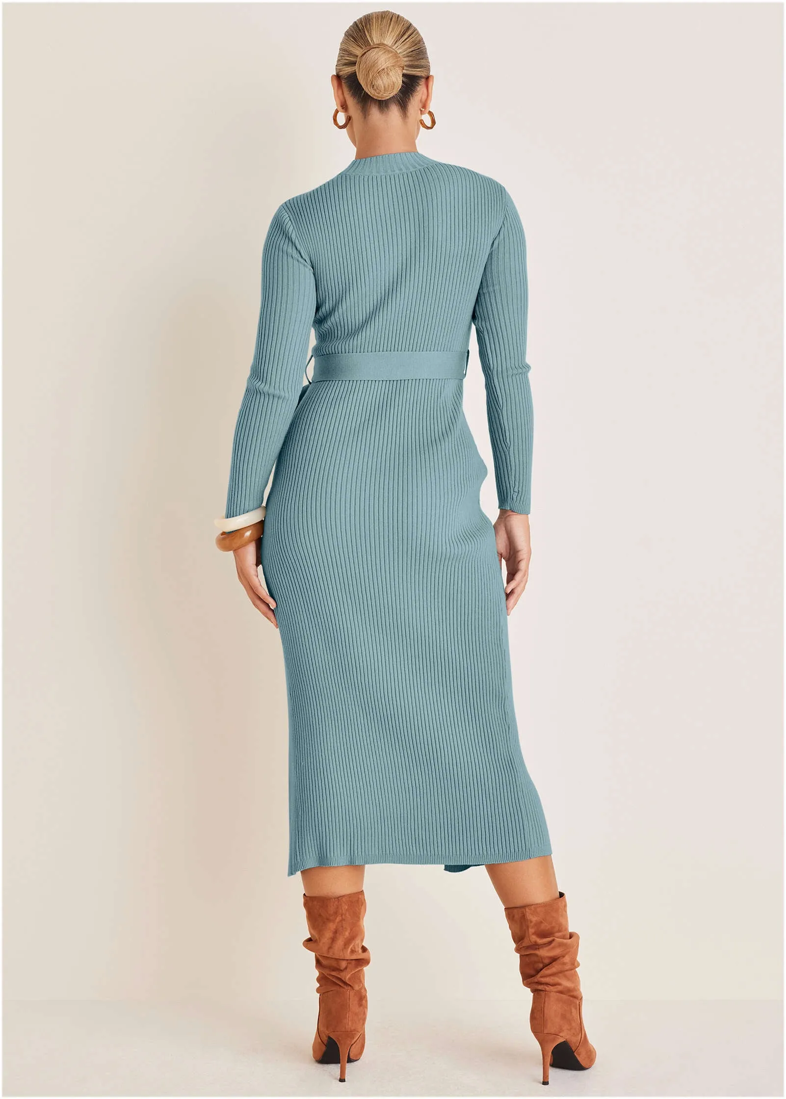 Belted Maxi Sweater Dress - Tourmaline sold by VENUS product image thumbnail 2