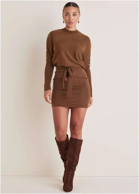 Dolman Sleeve Sweater Dress - Chocolate Fondant sold by VENUS