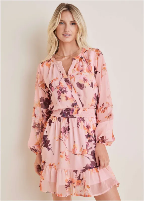 Long Sleeve Floral Mini Dress - Winter Floral sold by VENUS