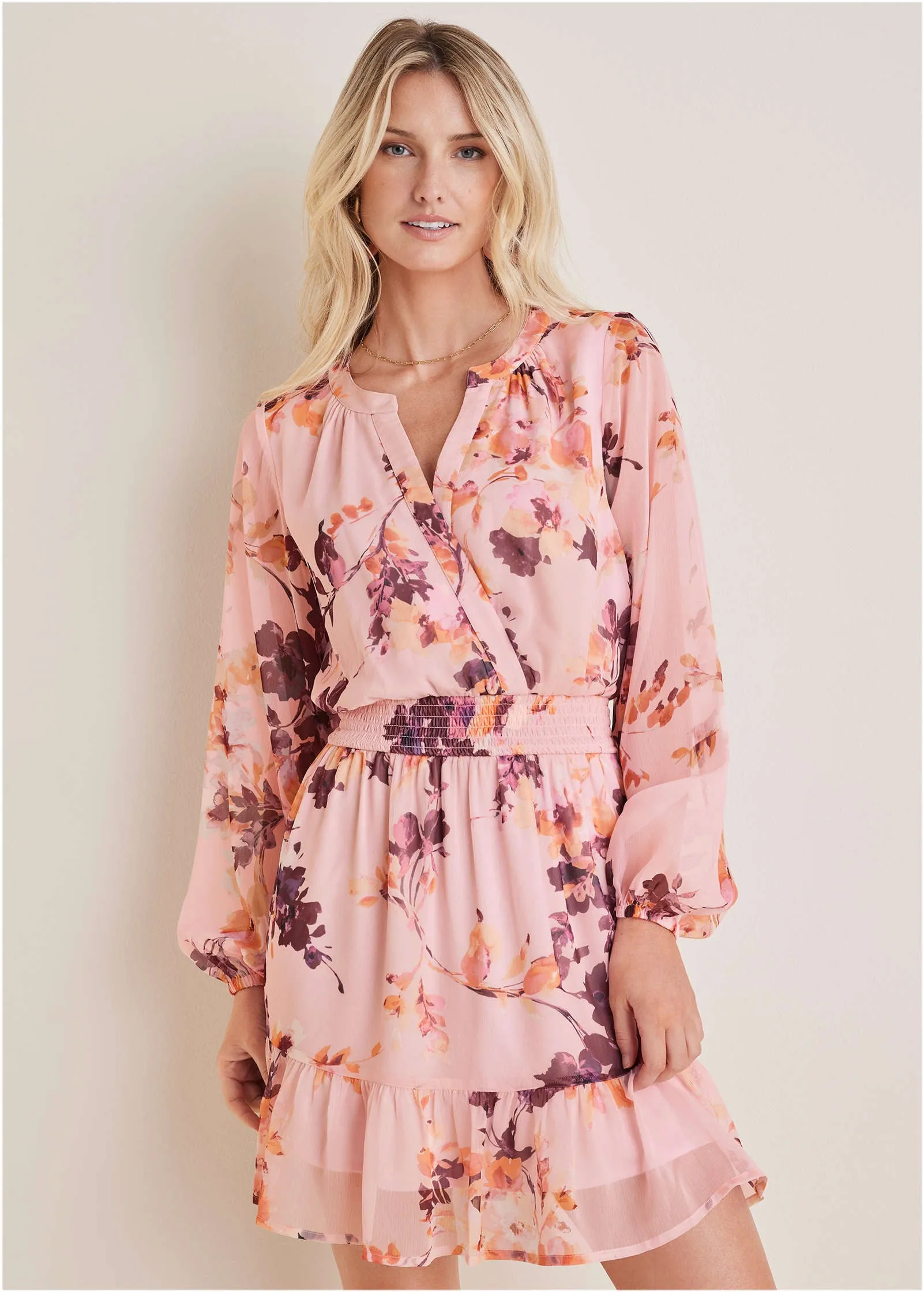 Long Sleeve Floral Mini Dress - Winter Floral sold by VENUS