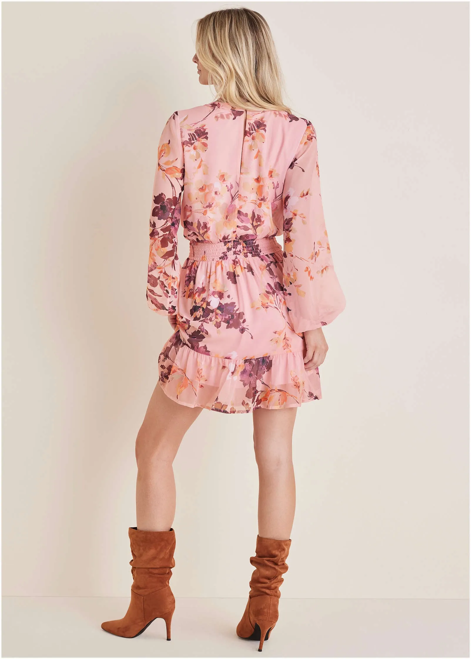 Long Sleeve Floral Mini Dress - Winter Floral sold by VENUS product image thumbnail 2