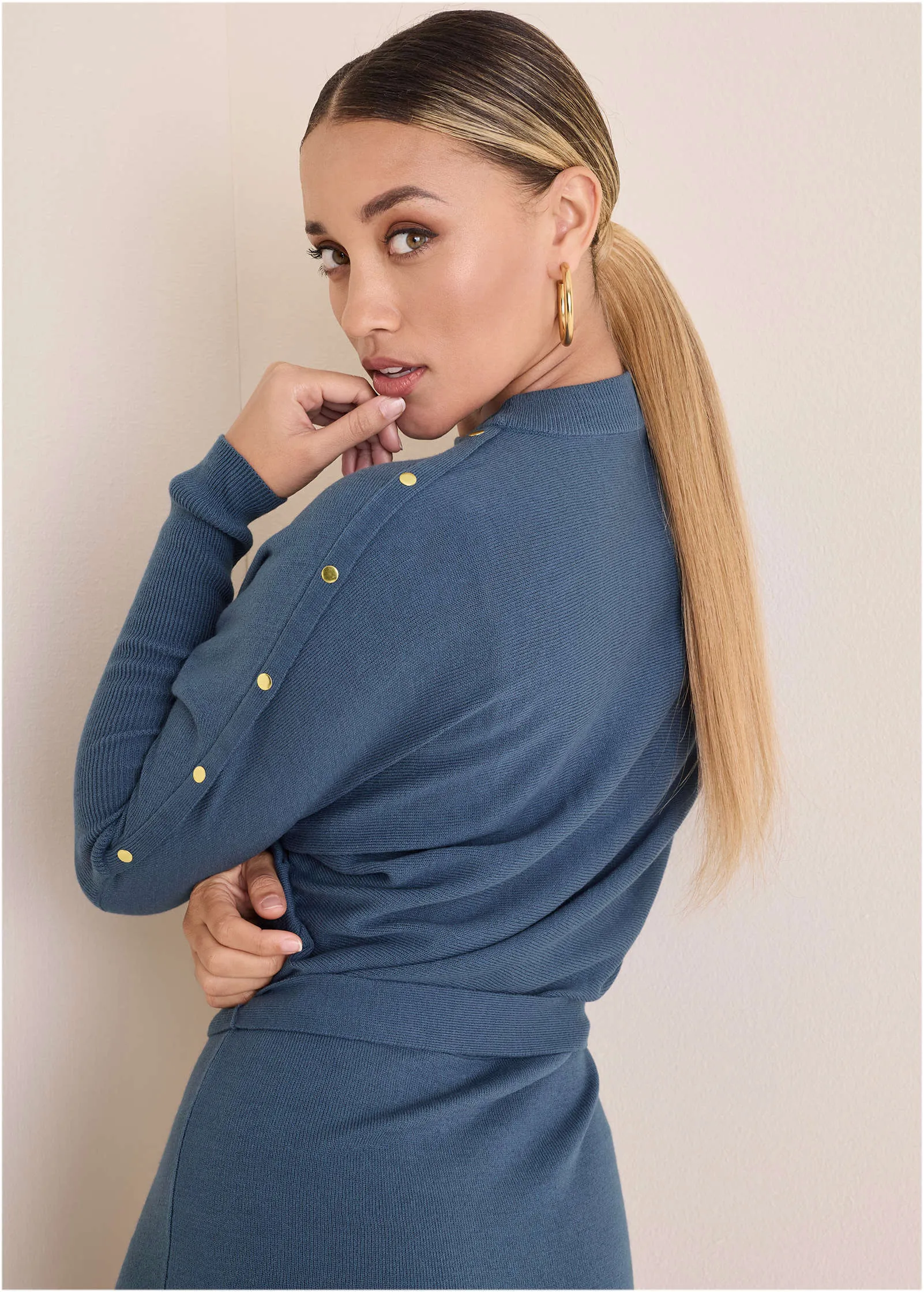 Dolman Sleeve Sweater Dress - Vintage Indigo sold by VENUS product image thumbnail 3