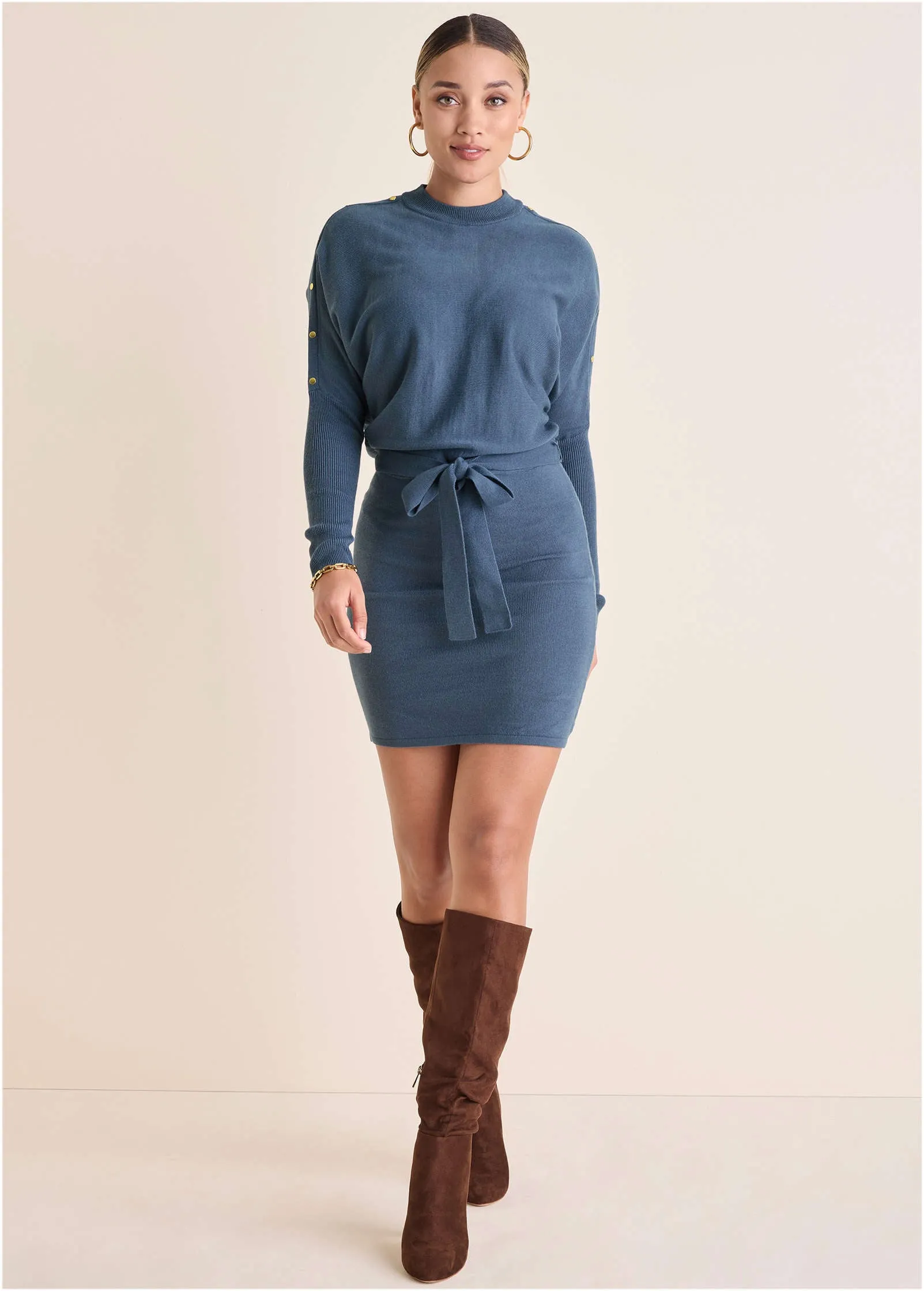 Dolman Sleeve Sweater Dress - Vintage Indigo sold by VENUS