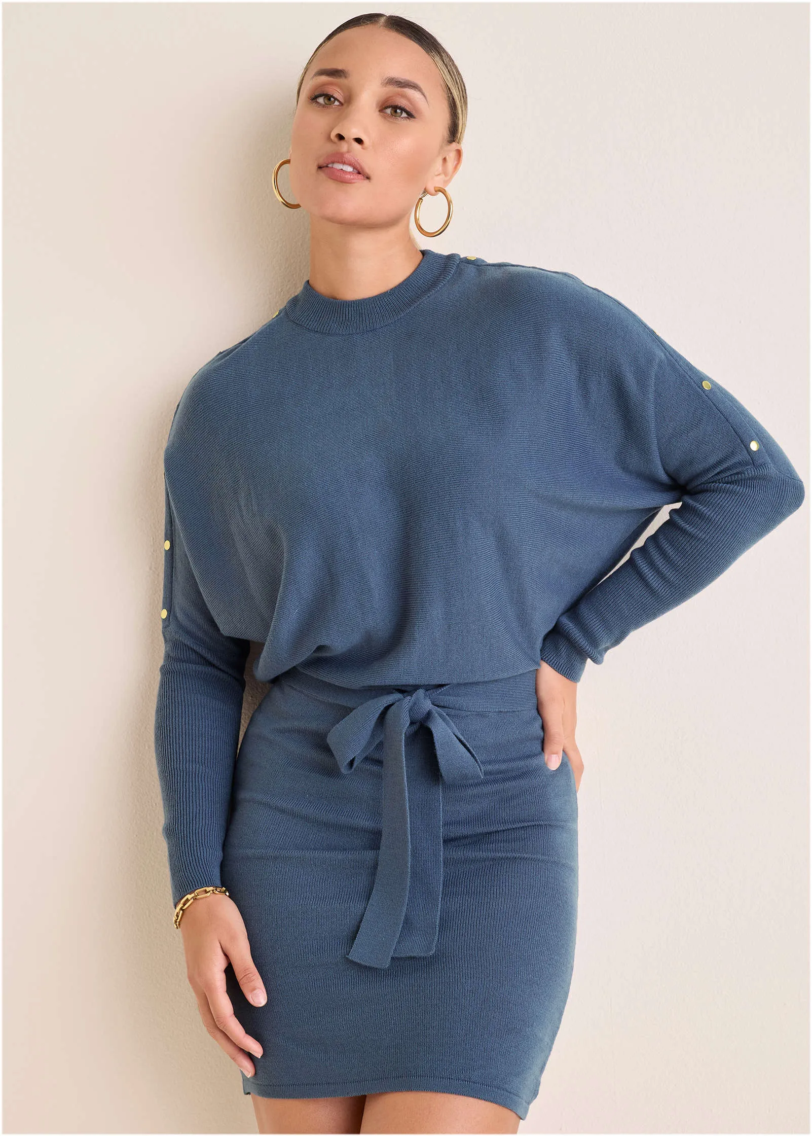 Dolman Sleeve Sweater Dress - Vintage Indigo sold by VENUS product image thumbnail 5
