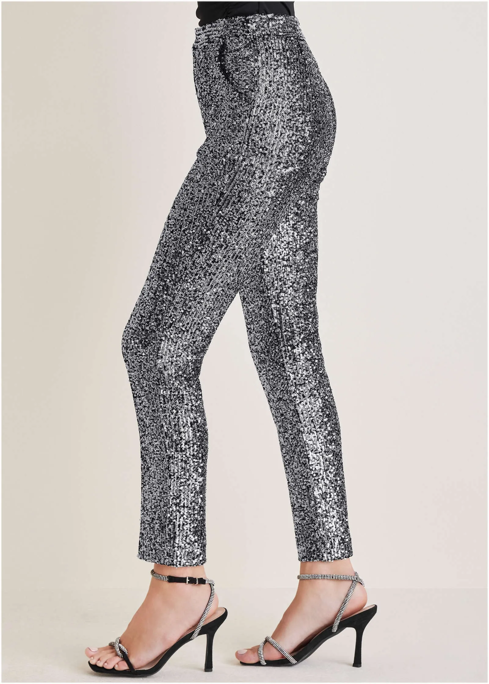 Sequin Straight Leg Pants - Silver sold by VENUS product image thumbnail 4