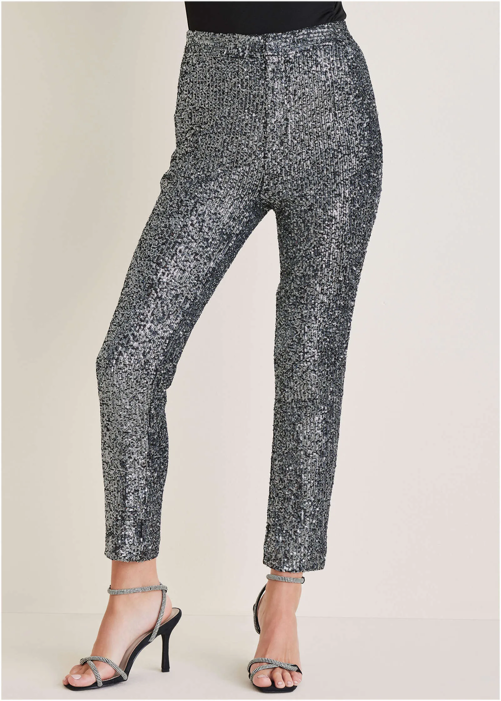 Sequin Straight Leg Pants - Silver sold by VENUS product image thumbnail 2