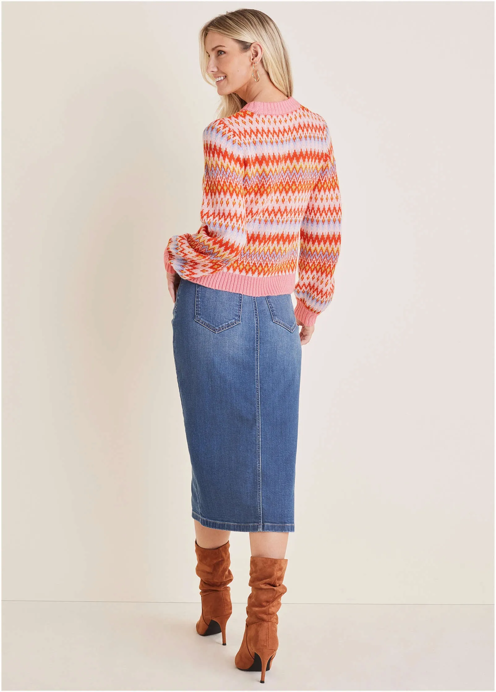 Fair Isle Mock Neck Sweater - Peach Dust sold by VENUS product image thumbnail 2