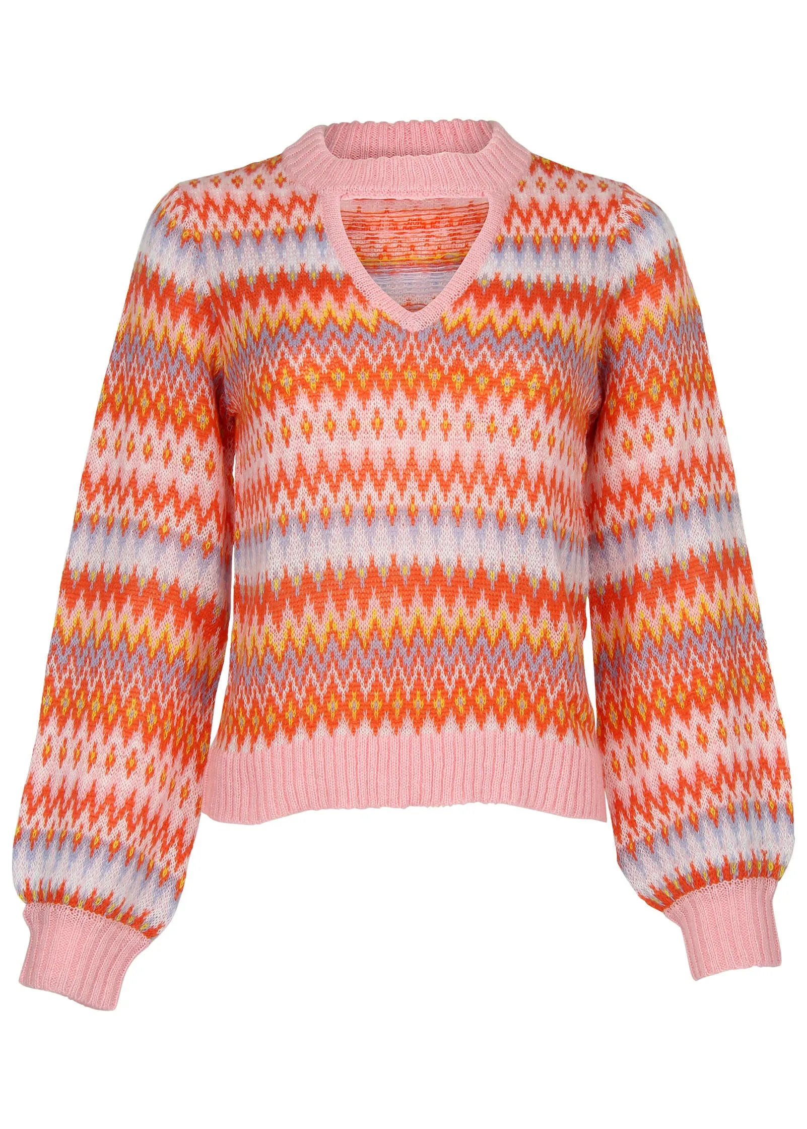 Fair Isle Mock Neck Sweater - Peach Dust sold by VENUS product image thumbnail 4