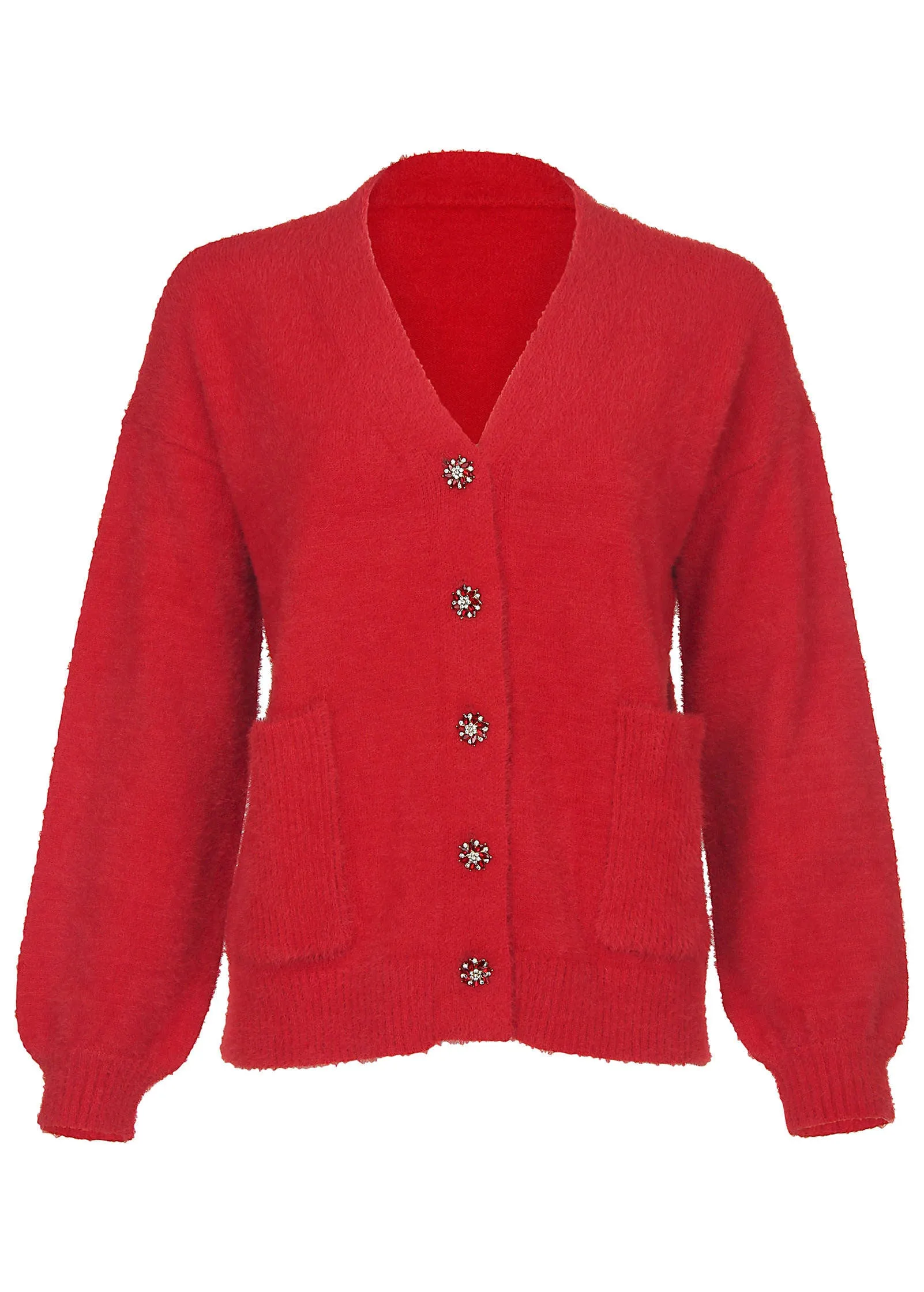 Button Down Cardigan - Haute Red sold by VENUS product image thumbnail 4
