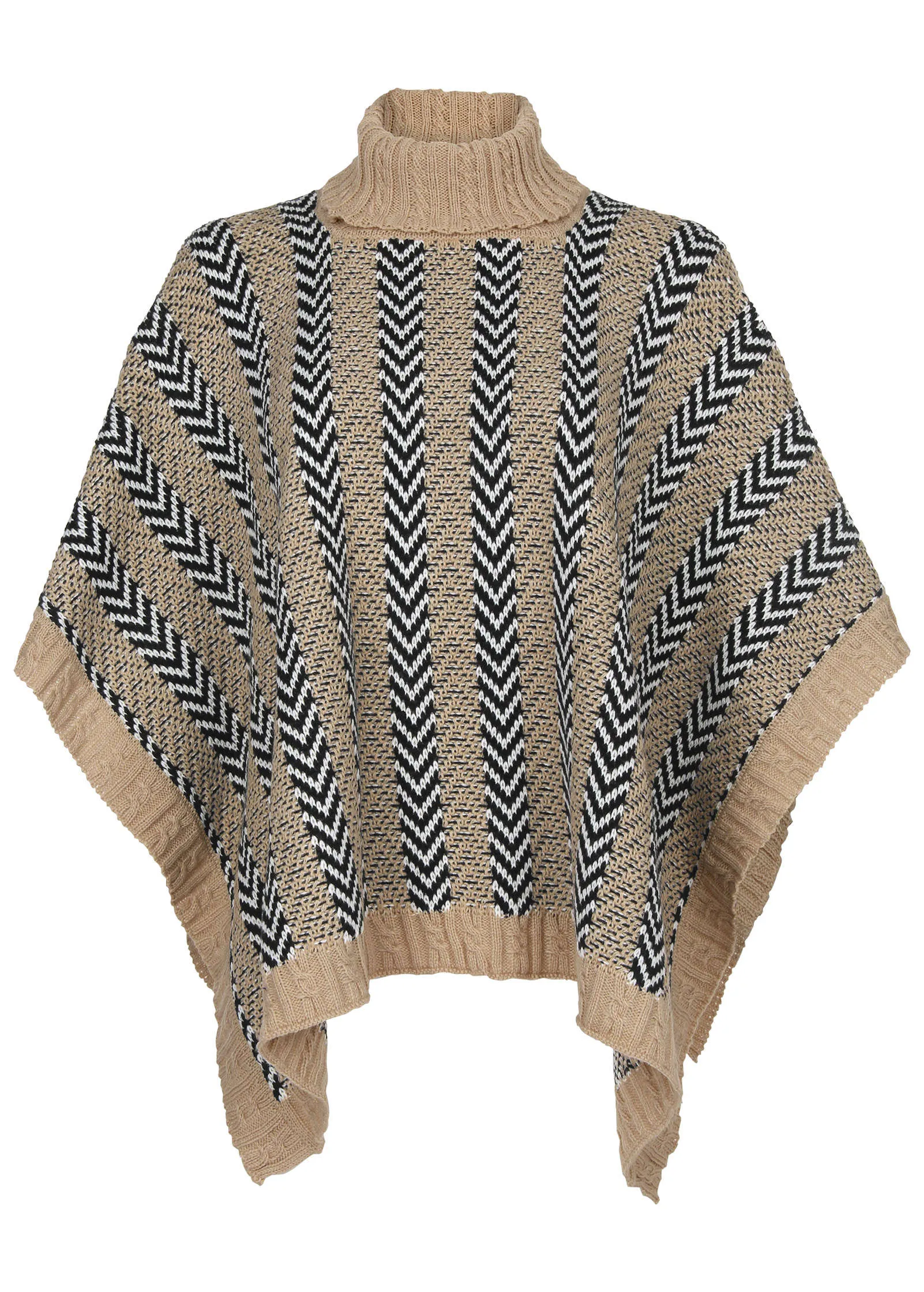 Sweater Poncho - Tan Combo sold by VENUS product image thumbnail 4