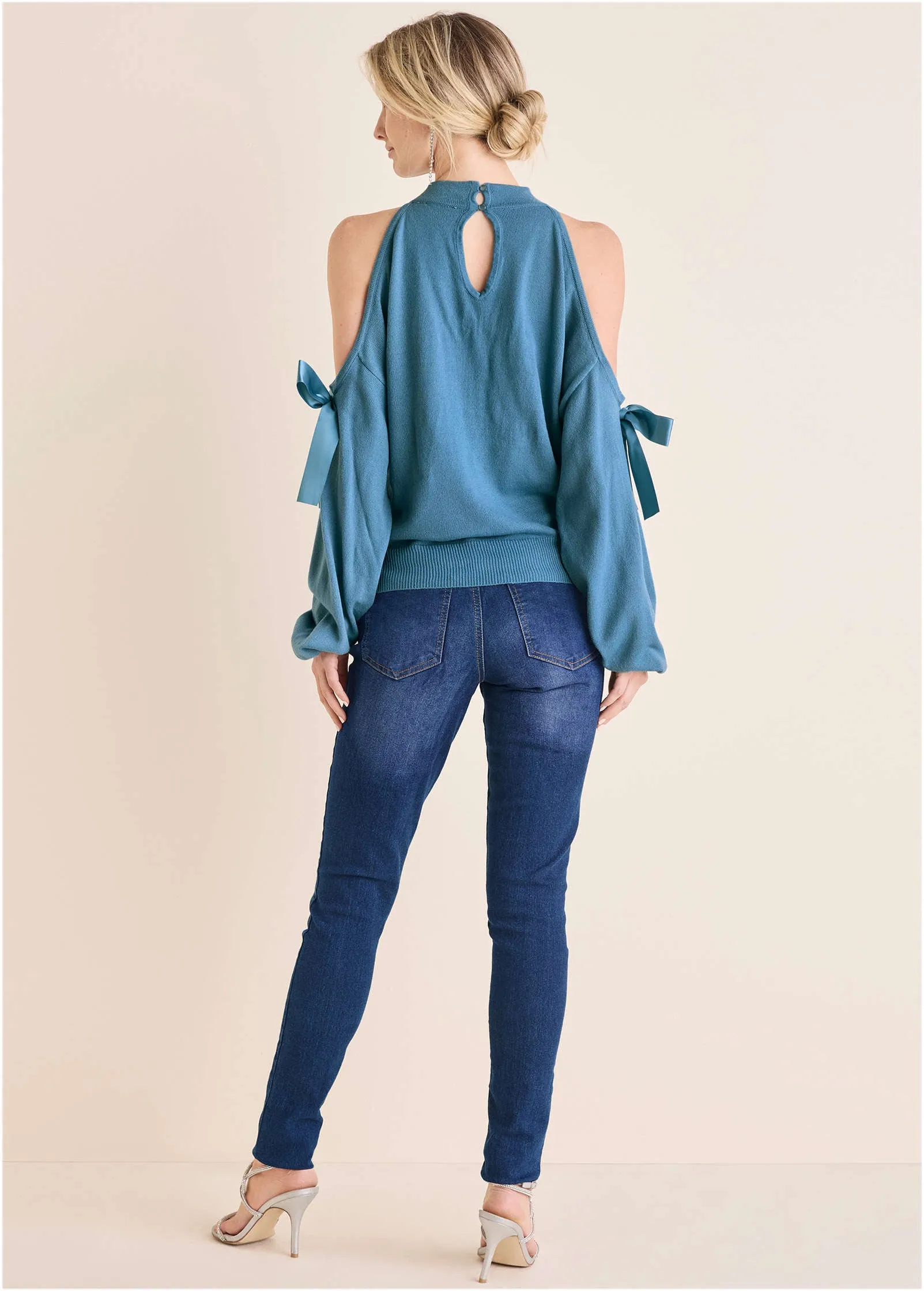 Cold Shoulder Bow Sweater - Niagara sold by VENUS product image thumbnail 2