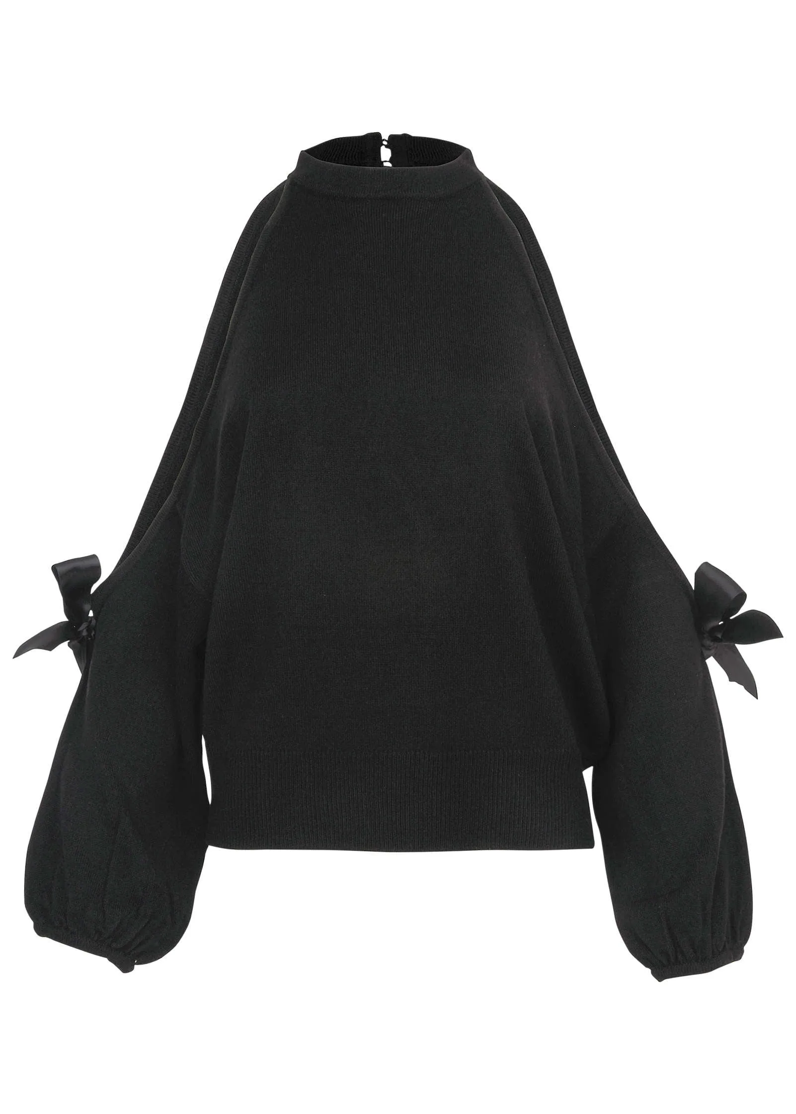 Cold Shoulder Bow Sweater - Black sold by VENUS product image thumbnail 3