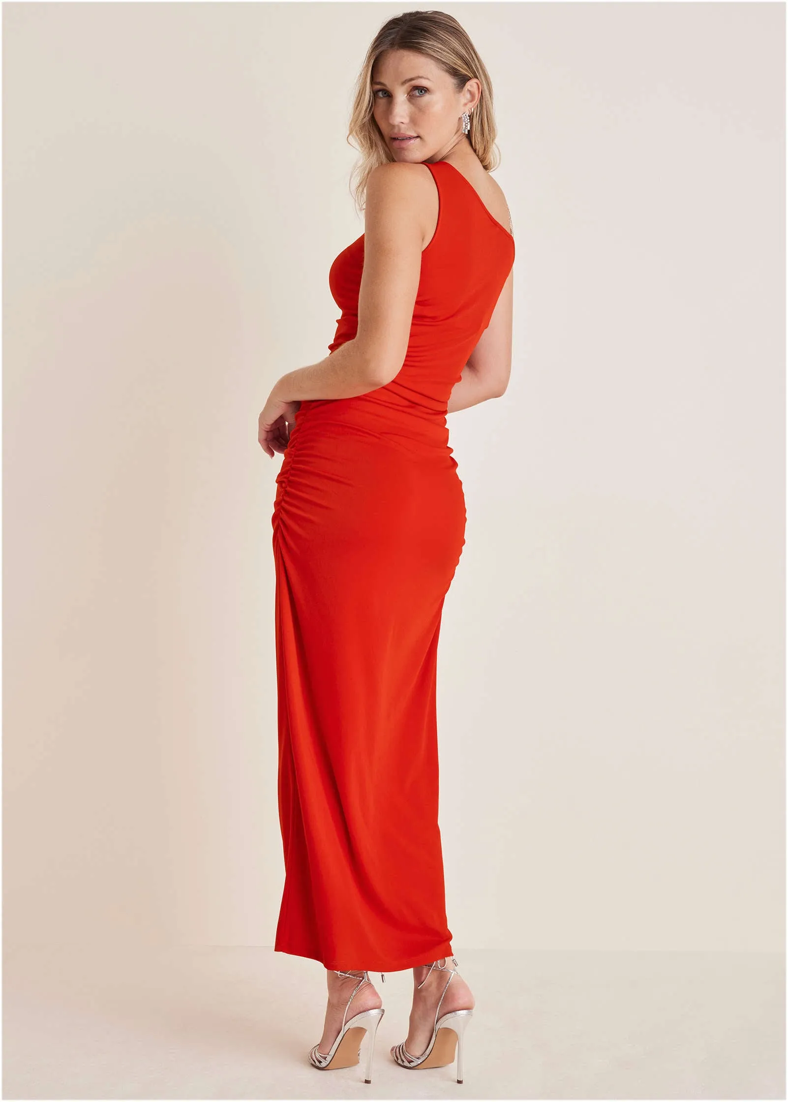 High Slit Maxi Dress - Goji Berry sold by VENUS product image thumbnail 2