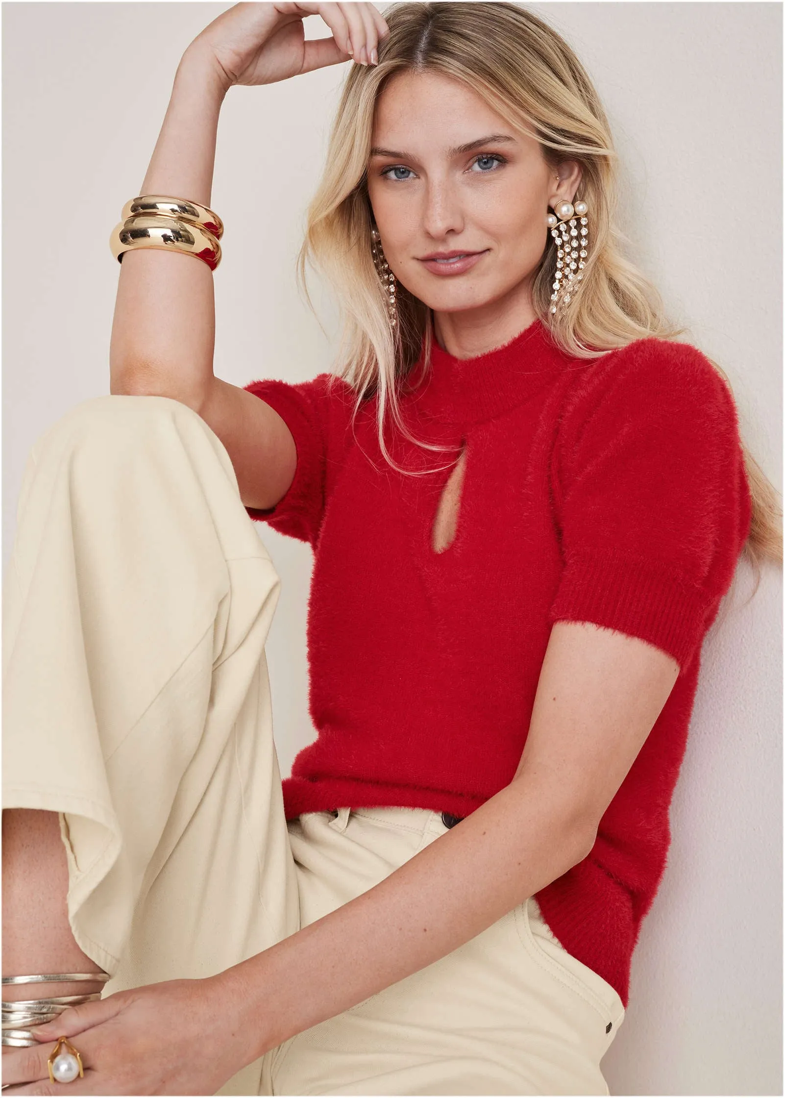 Keyhole Sweater - Haute Red sold by VENUS product image thumbnail 4