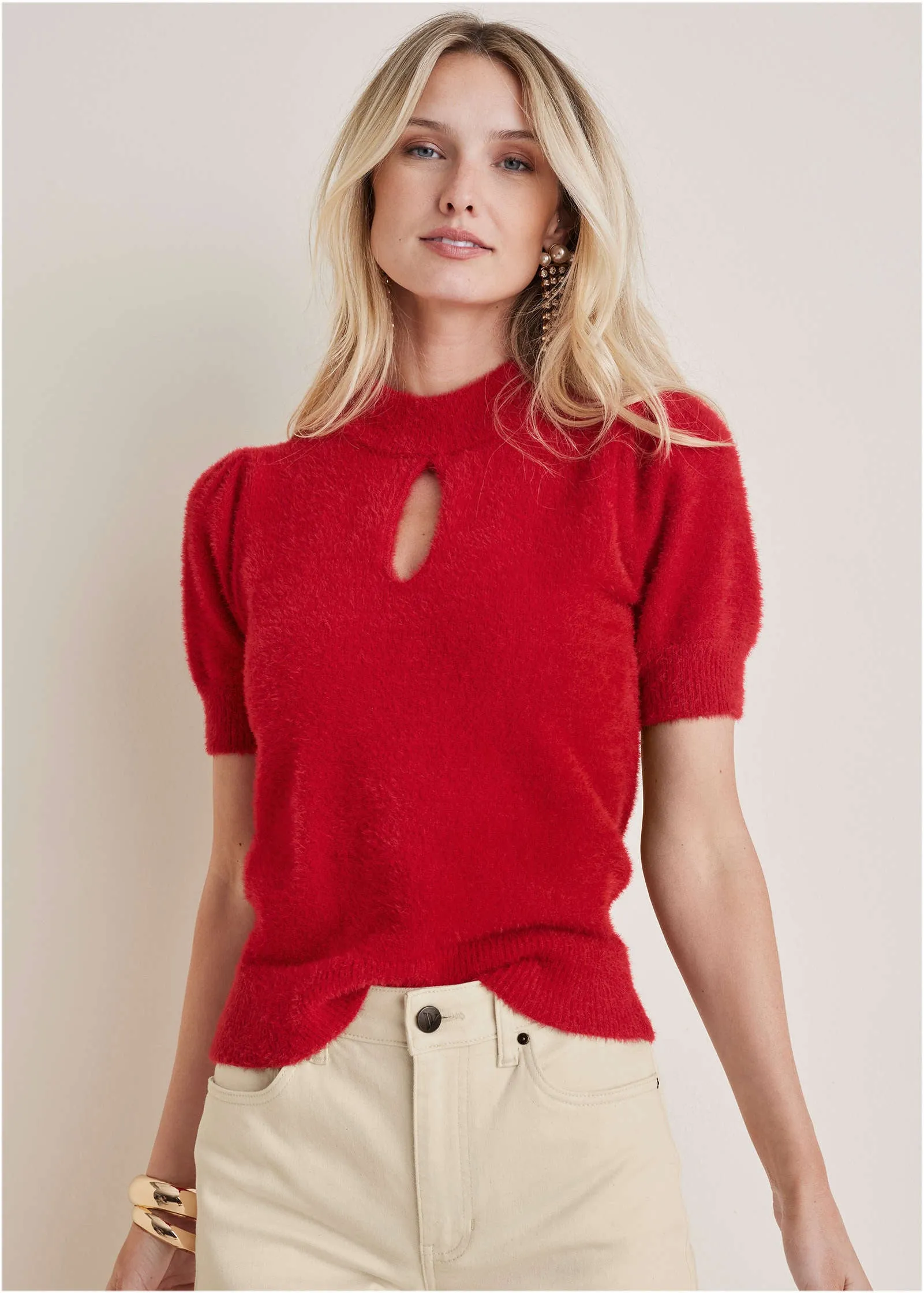 Keyhole Sweater - Haute Red sold by VENUS