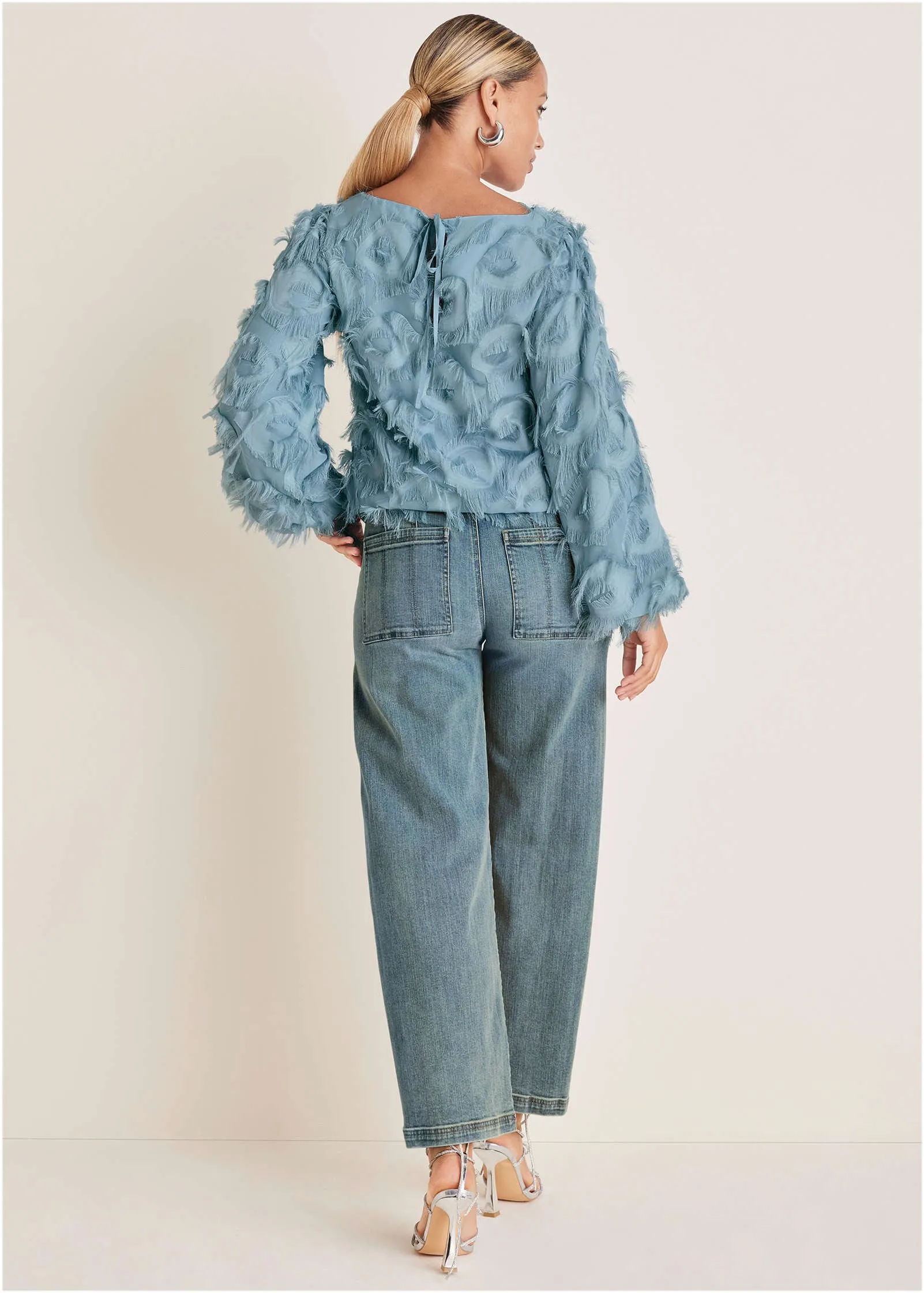 Feathered Long Sleeve Top - Tourmaline sold by VENUS product image thumbnail 2