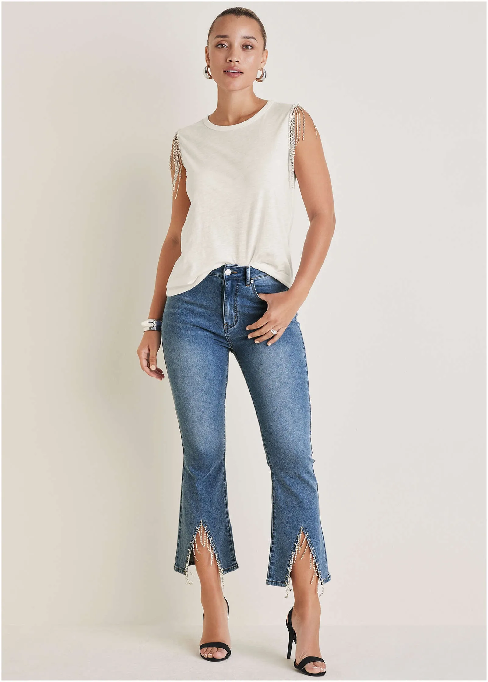 Diamond Fringe Tank Top - Off White sold by VENUS product image thumbnail 3