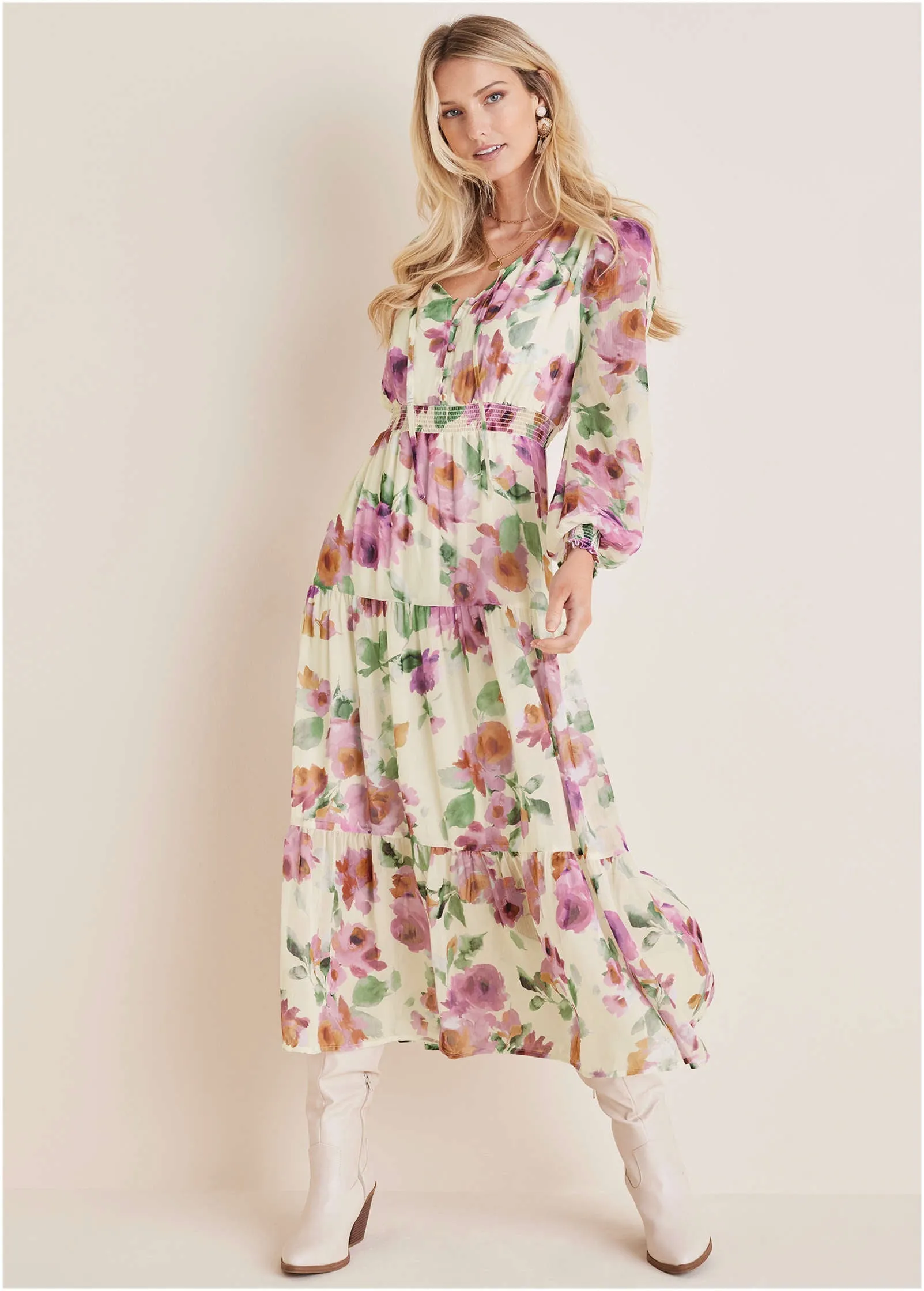 Tiered Floral Maxi Dress - Chalet Bouquet sold by VENUS product image thumbnail 4