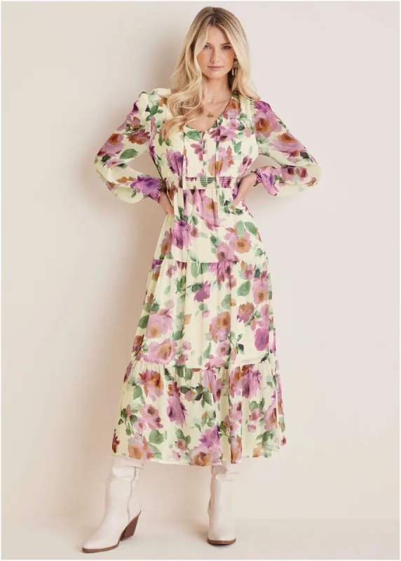 Tiered Floral Maxi Dress - Chalet Bouquet made by VENUS