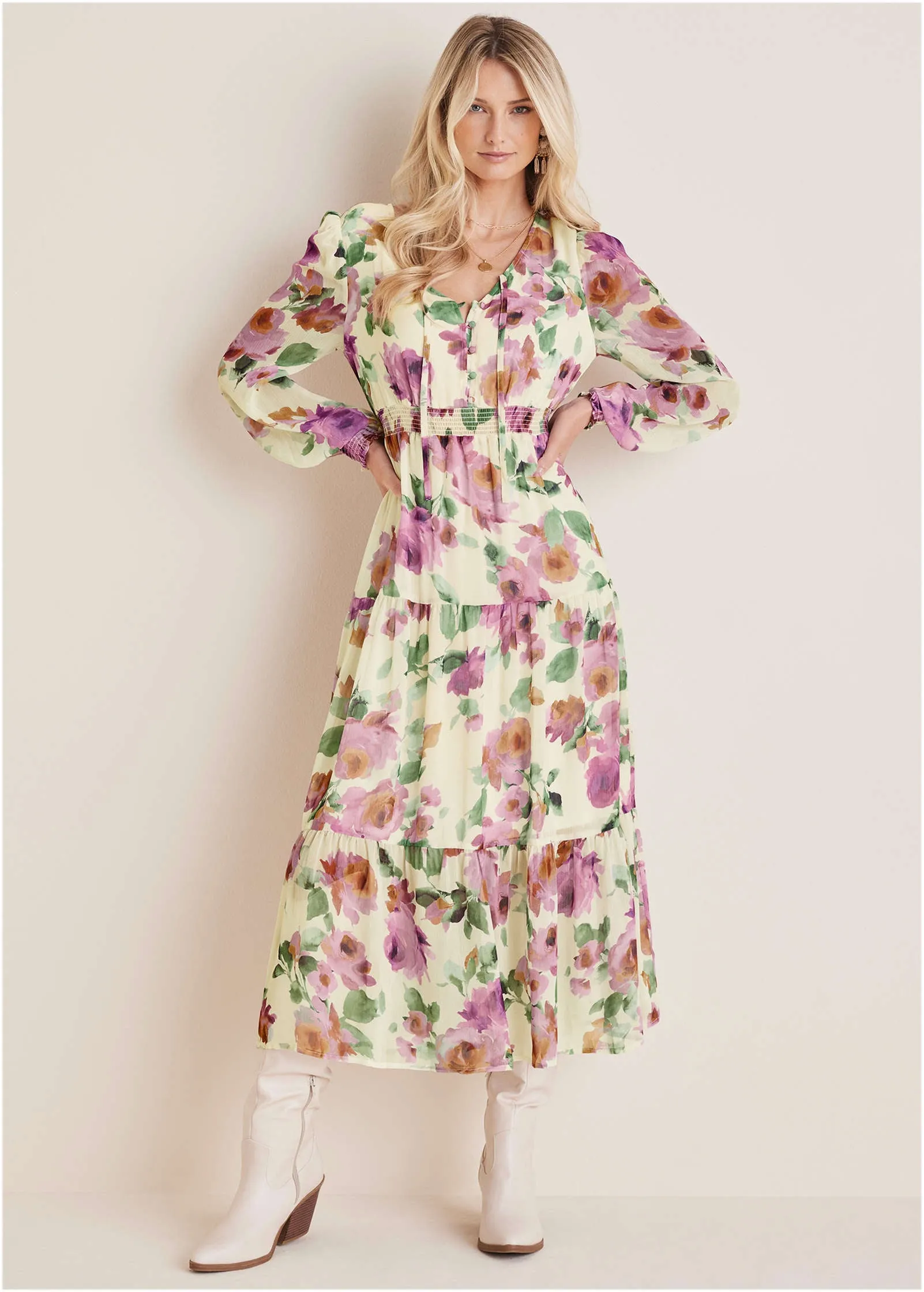 Tiered Floral Maxi Dress - Chalet Bouquet sold by VENUS