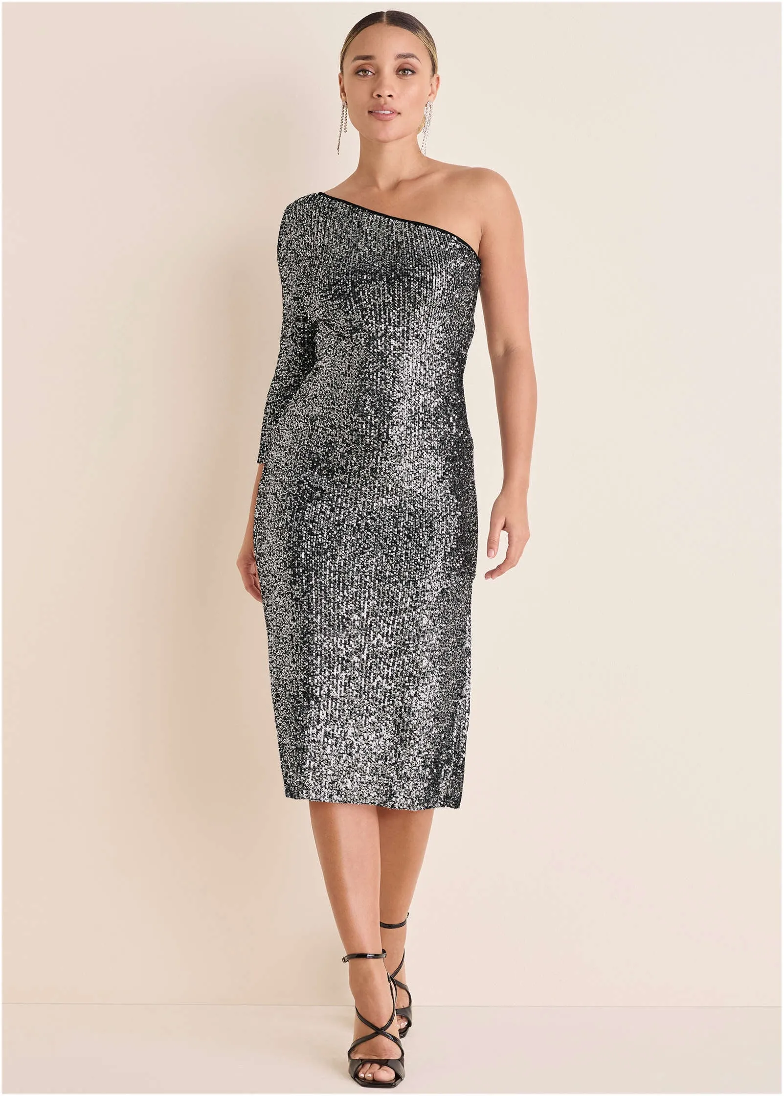 All Over Sequin Midi Dress - Silver sold by VENUS