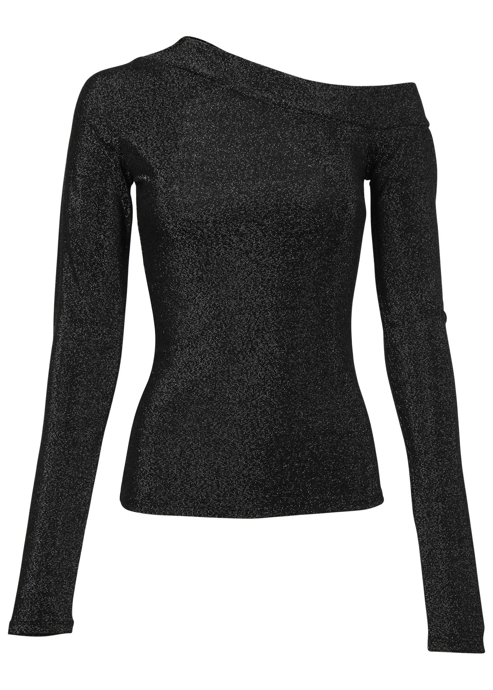 Glitter Knit One Shoulder Top - Jet Black Glitter Knit sold by VENUS product image thumbnail 4