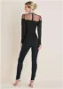 Embellished Neck Mesh Top - Black sold by VENUS