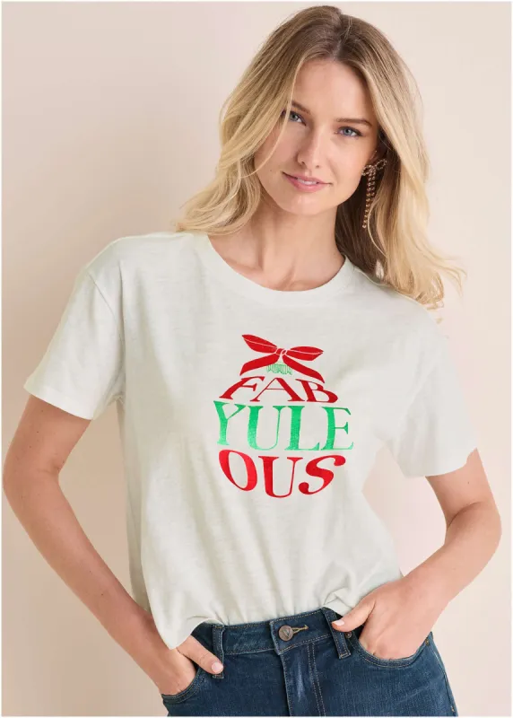 Fab-Yule-Ous Graphic Tee - Off White sold by VENUS