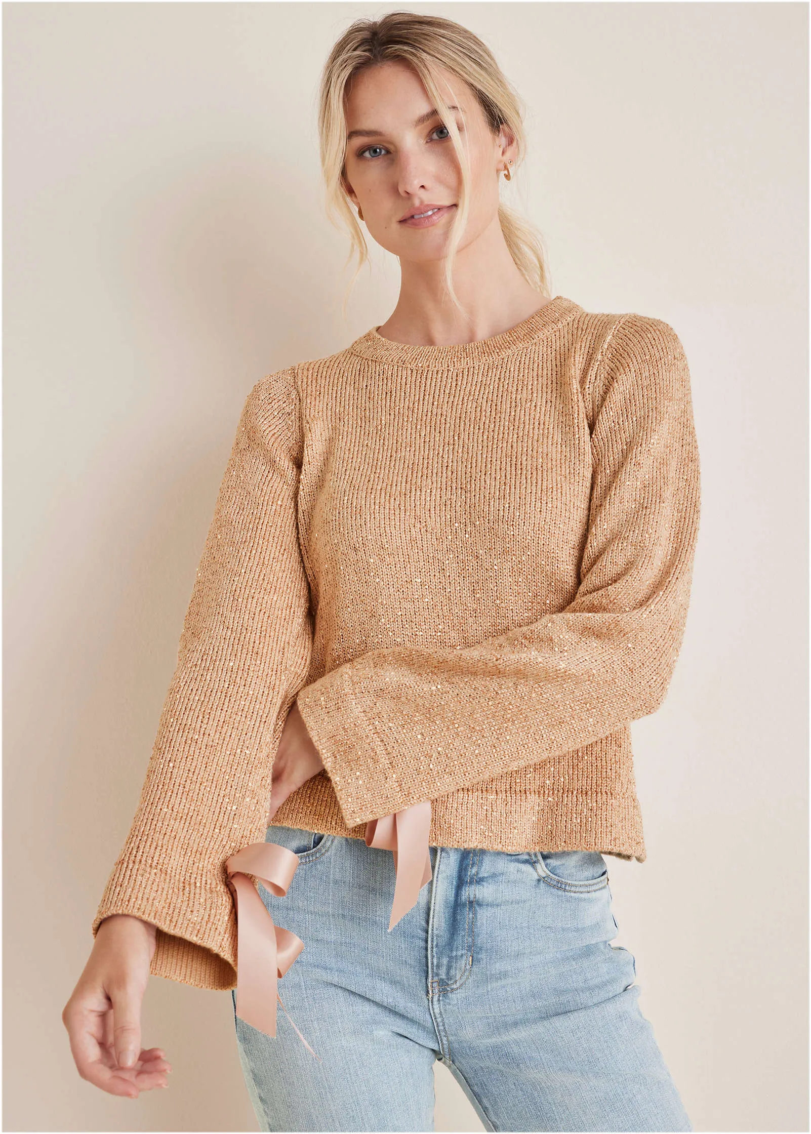 Glitter Knit Sweater - Cream Tan sold by VENUS