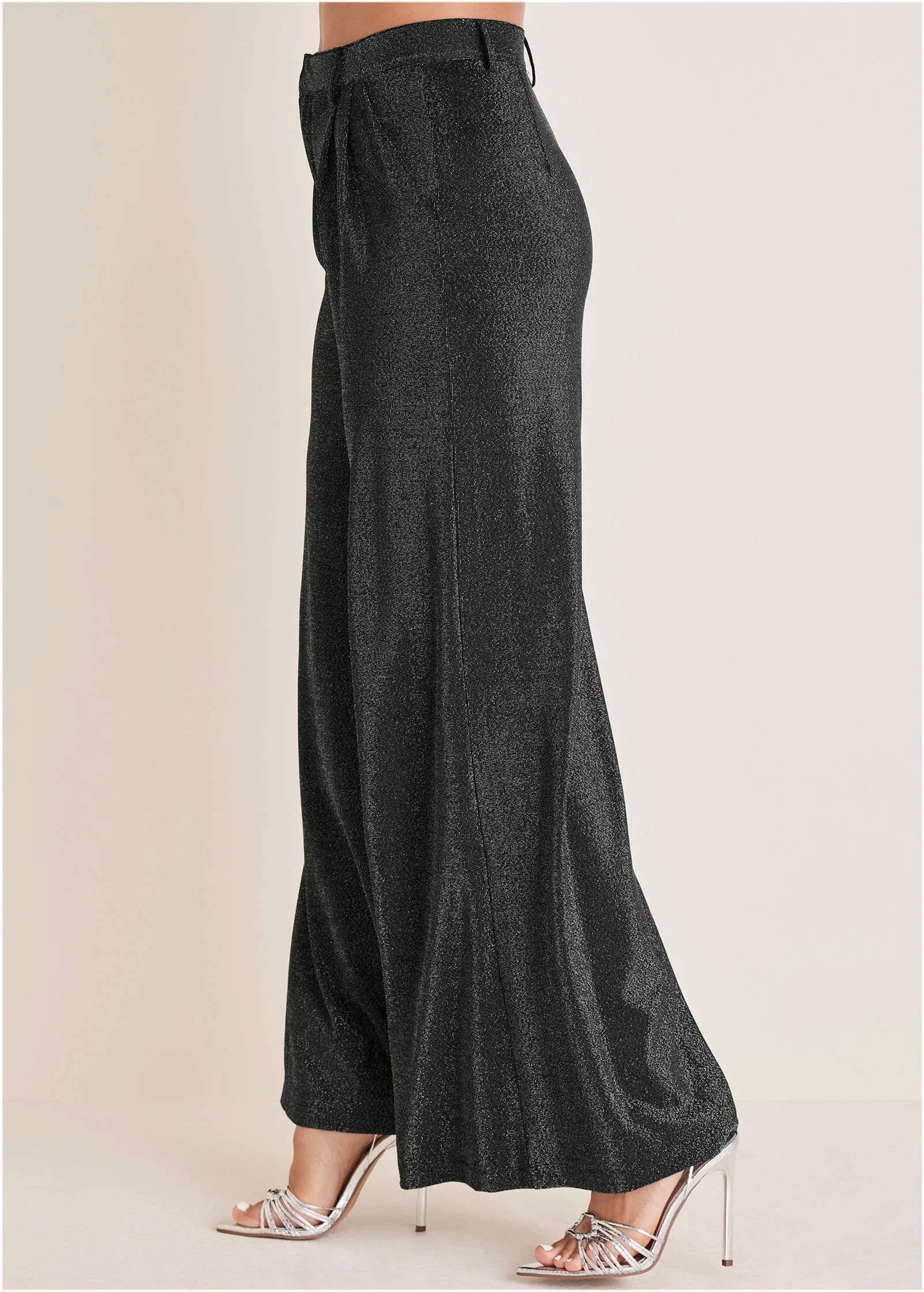 Glitter Knit Wide Leg Pants - Jet Black Glitter Knit sold by VENUS product image thumbnail 4