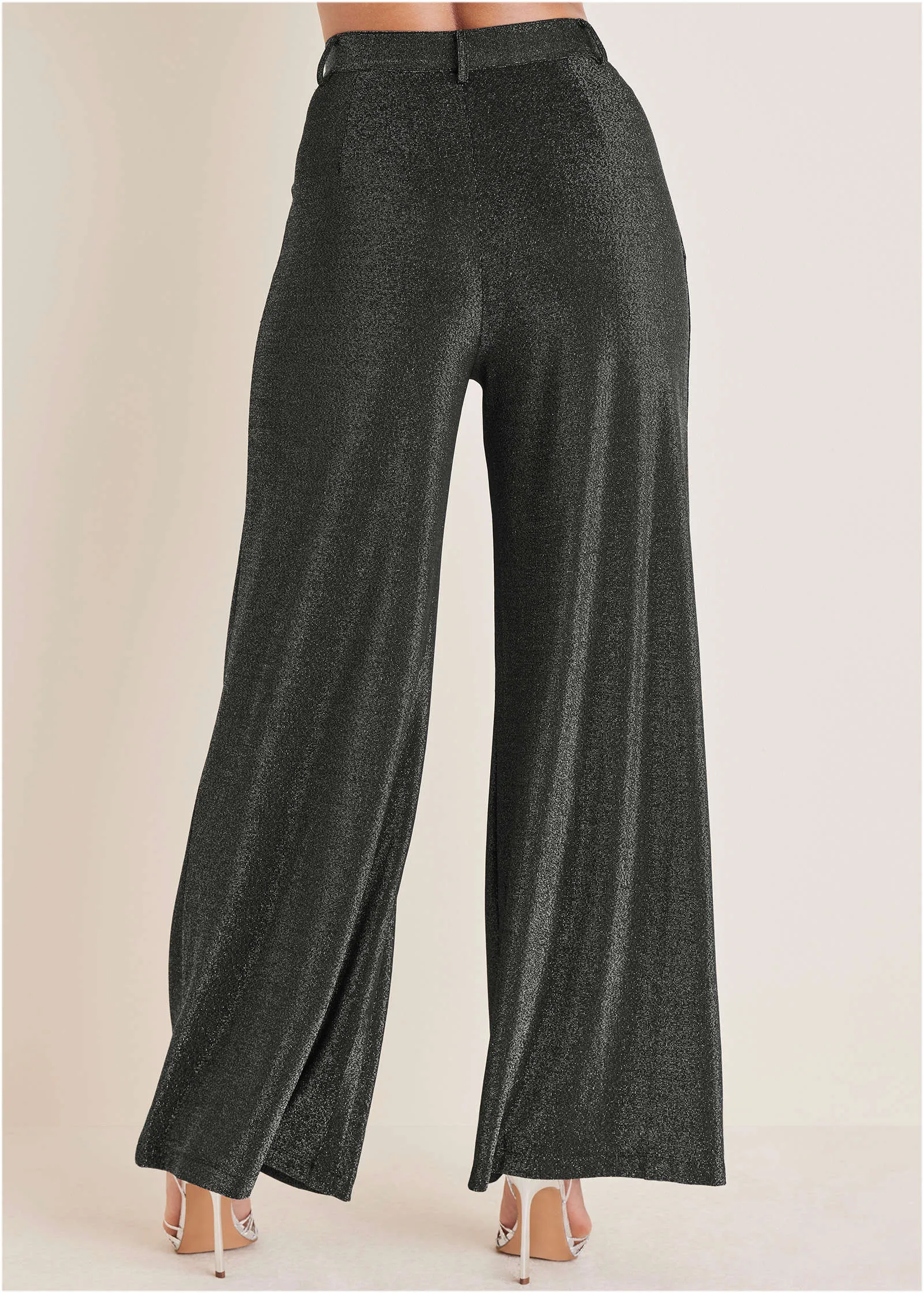 Glitter Knit Wide Leg Pants - Jet Black Glitter Knit sold by VENUS product image thumbnail 3