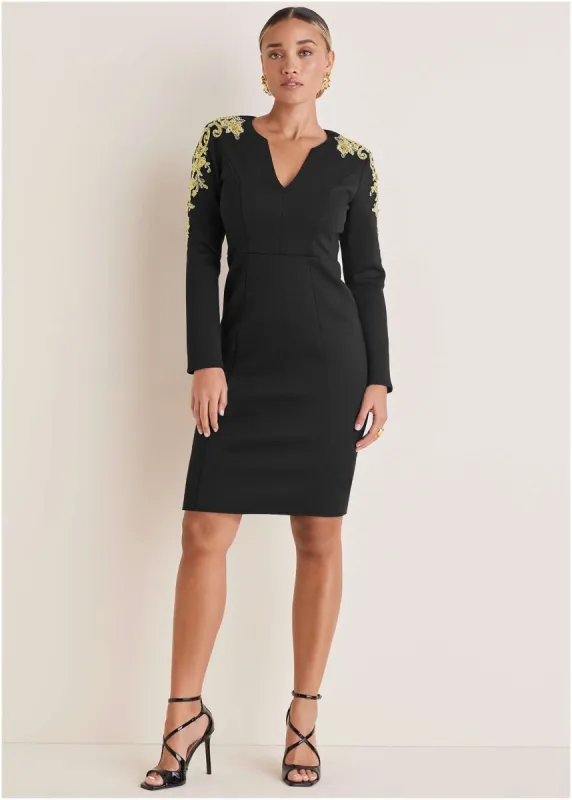 Embellished Scuba Dress - Black sold by VENUS