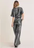 Metallic Flutter Sleeve Jumpsuit - Silver sold by VENUS