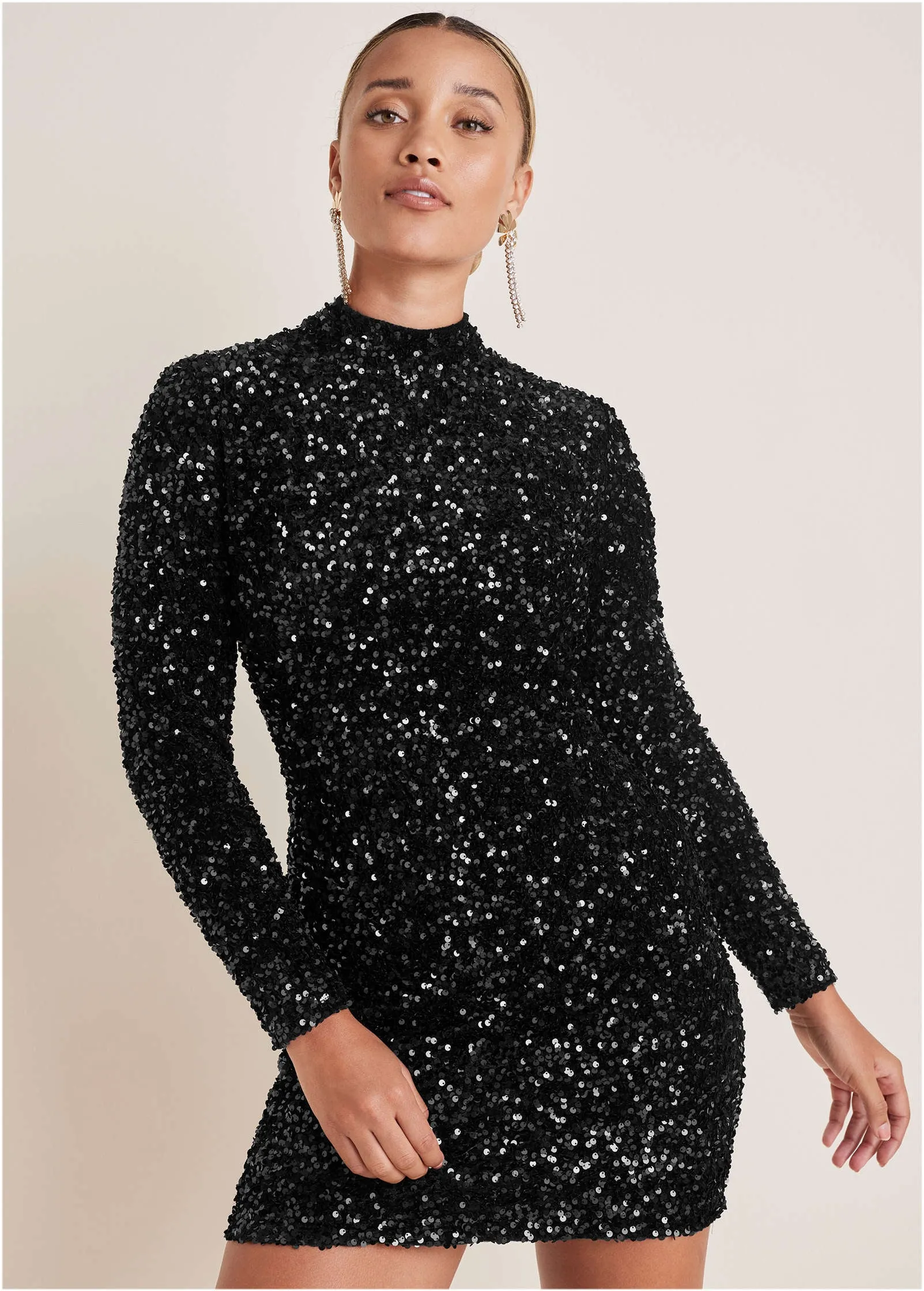 Sequin Velvet Mini Dress - Black sold by VENUS product image thumbnail 3